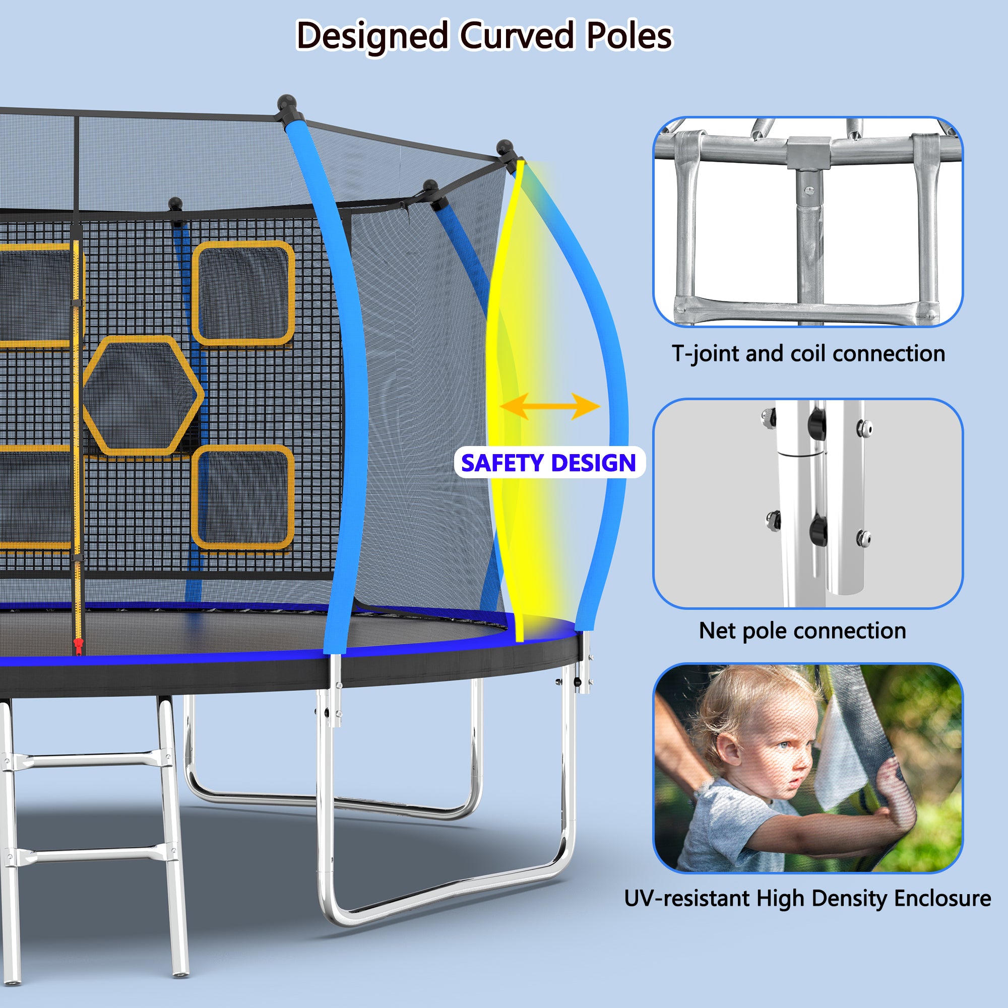 12FT Trampoline with Enclosure - Recreational Trampolines with Ladder, ASTM Approval Outdoor Trampoline for Kids