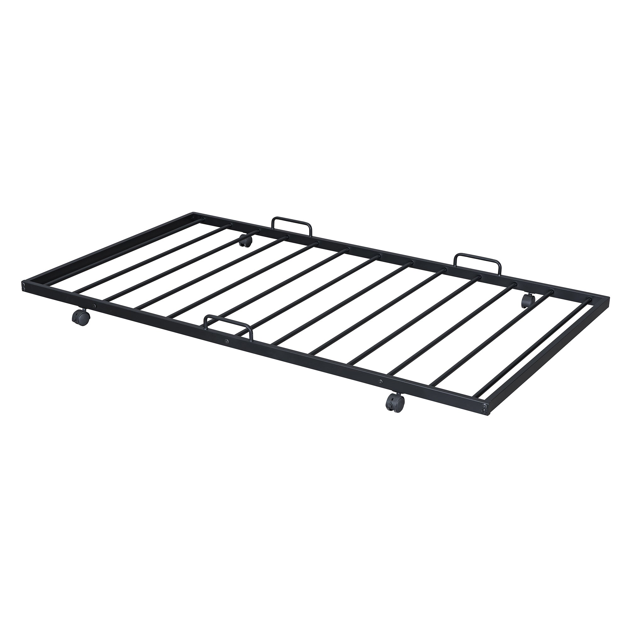 Twin Size Metal House Bed with Twin Size Trundle, Black