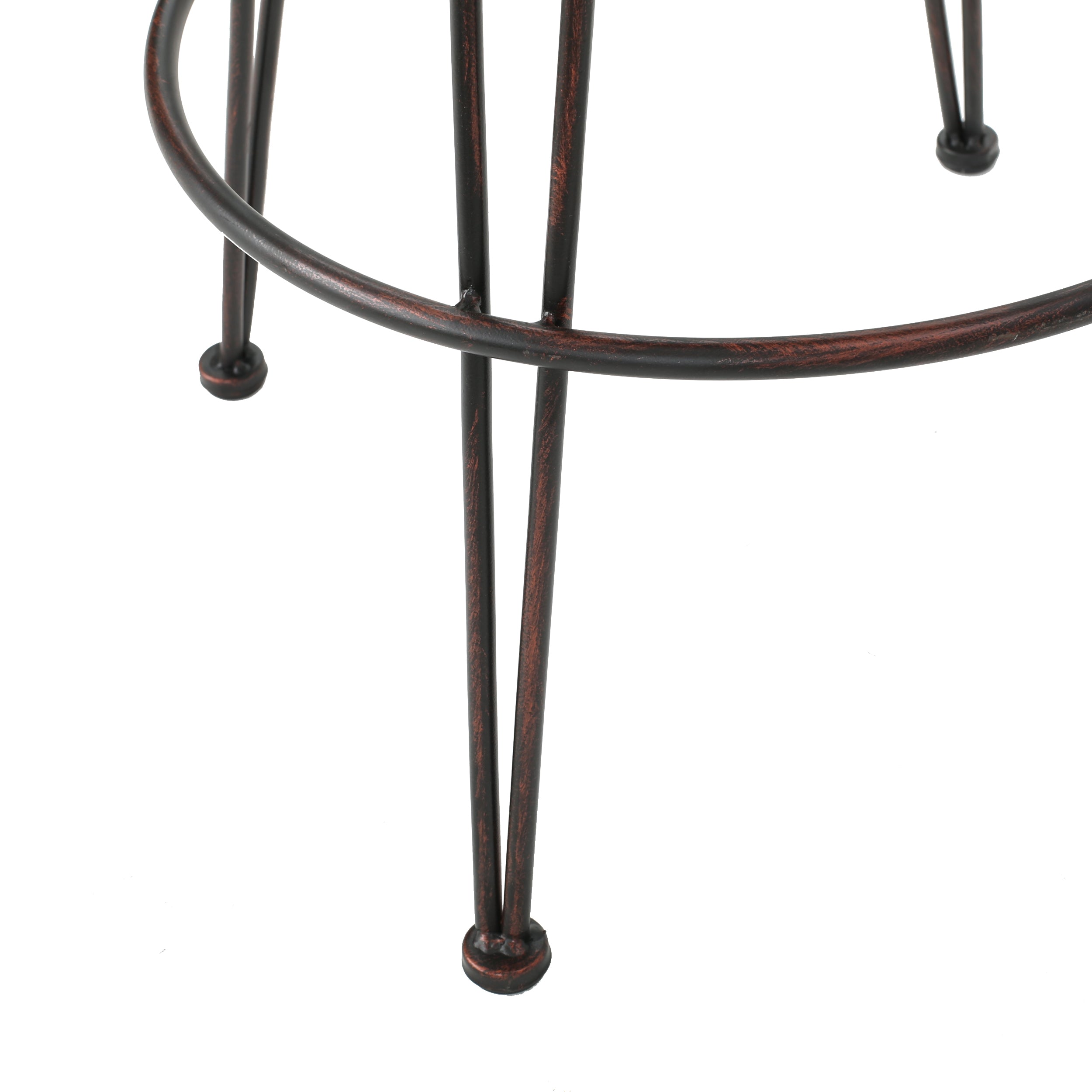 28" Outdoor PE Rattan Barstools with Black Brush Copper Iron Frame, Multibrown (Set of 2)