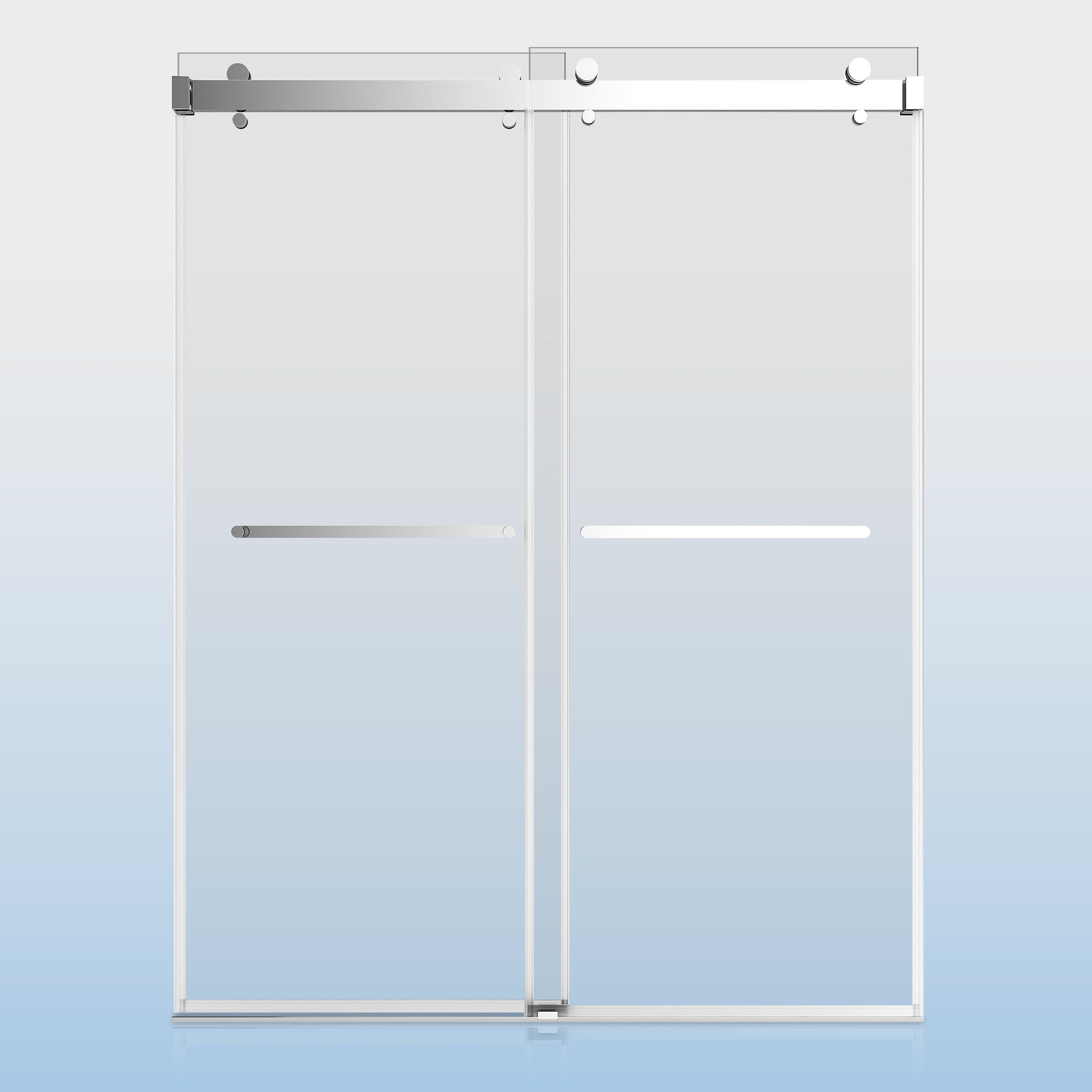 56-60"W × 72"H Double Sliding Frameless Shower Door With 3/8 inches (10mm) Clear Tempered Glass, Chrome Finish