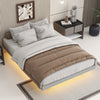 Full Size Floating Bed with LED Lights Underneath,Modern Full Size Low Profile Platform Bed with LED Lights,Grey