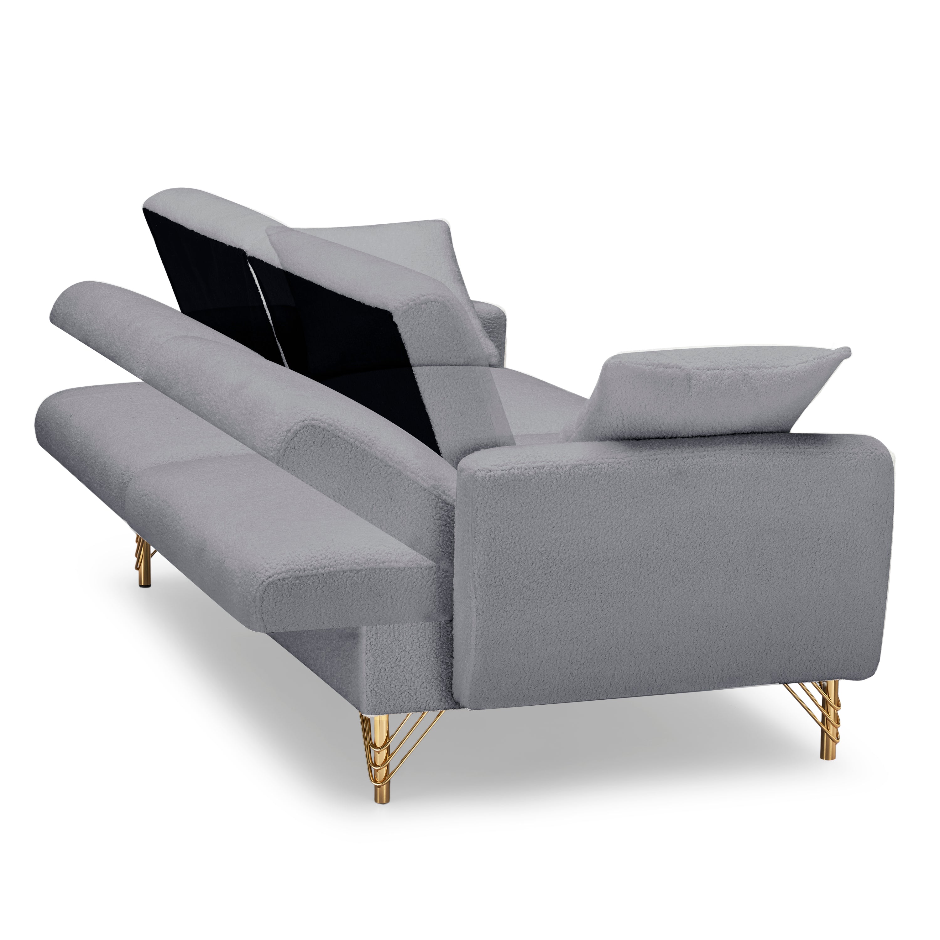 74.41 Inch Teddy Velvet sofa bed with Separate adjustment backrest and Storage Function