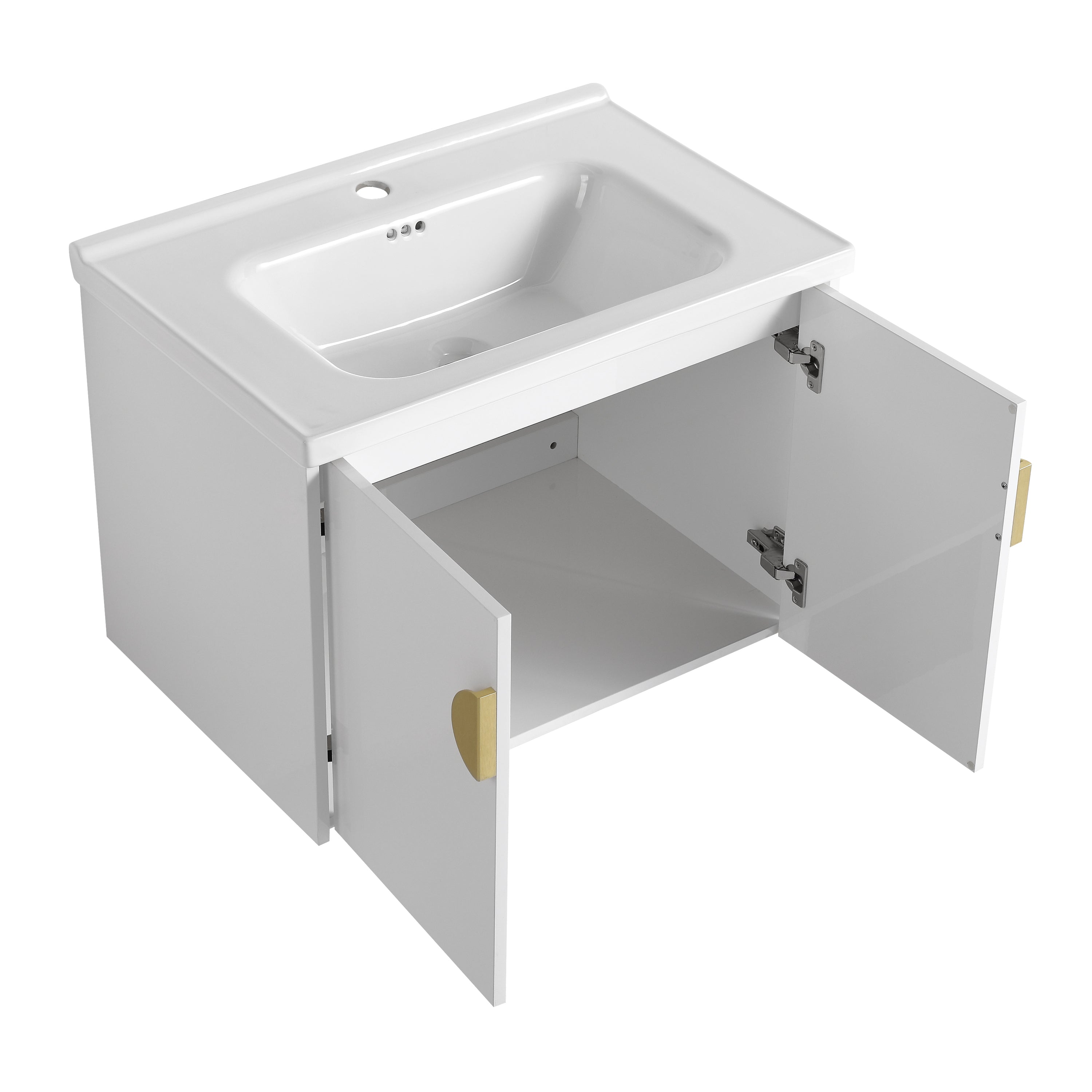 28 Inch Soft Close Doors Bathroom Vanity With Sink, For Small Bathroom (KD-Packing)