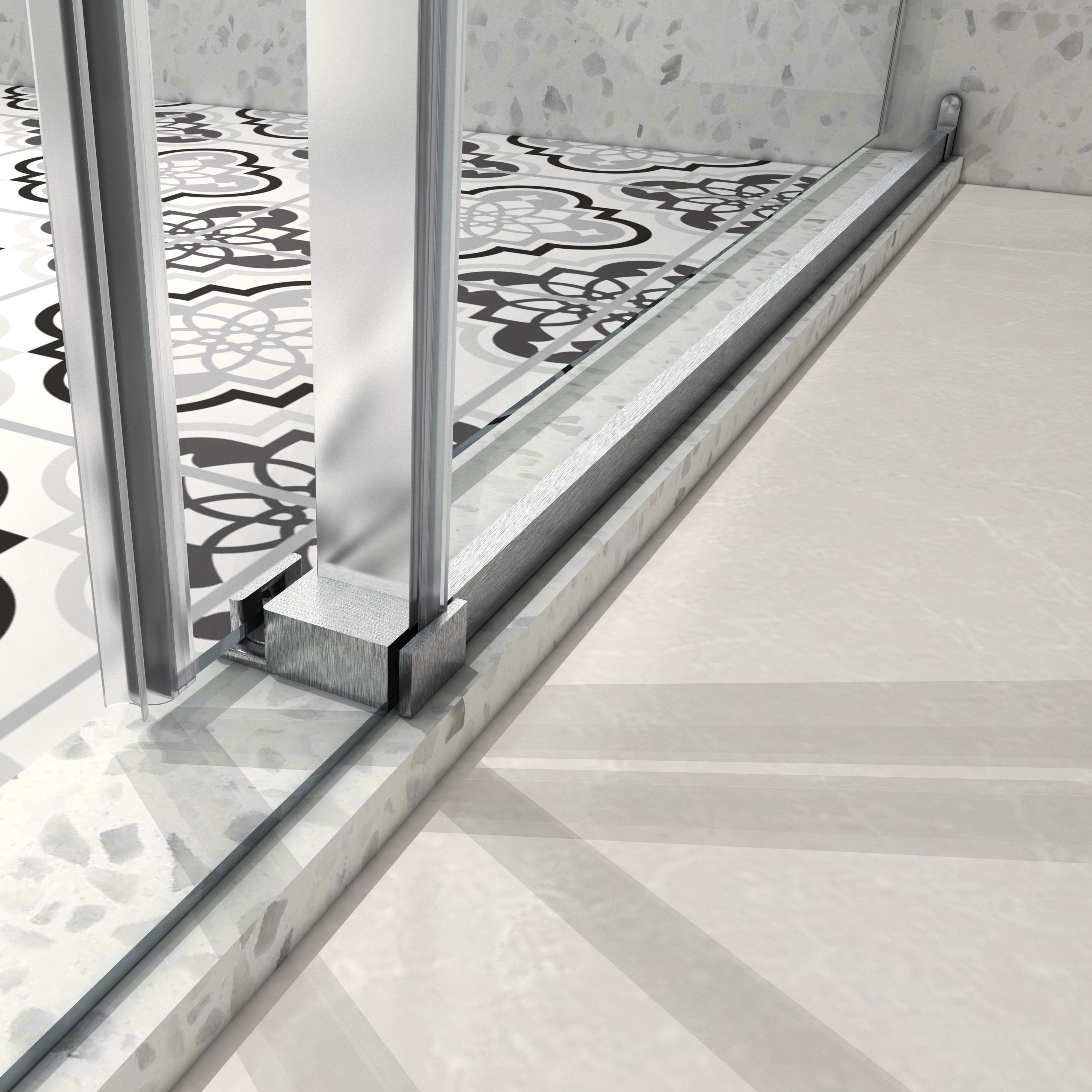 60 x 63 in soft-close bypass shower door in Brushed Nickel