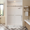 56-60"W × 72"H Double Sliding Frameless Shower Door With 3/8 inches (10mm) Clear Tempered Glass, Brushed Nickel Finish