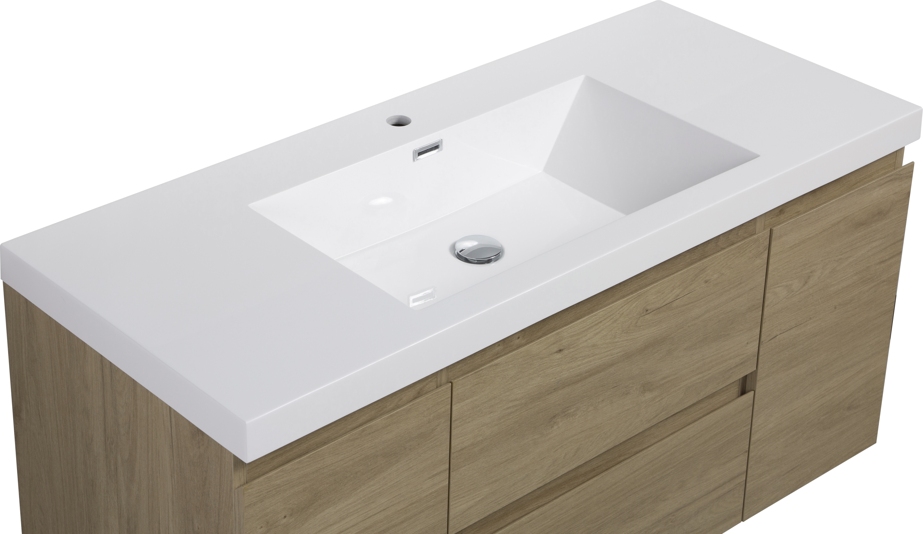 48" Floating Bathroom Vanity with Sink, Modern Wall-Mounted Bathroom Storage Vanity Cabinet with Resin Top Basin and Soft Close Drawers, Natural Oak 24V11-48NO