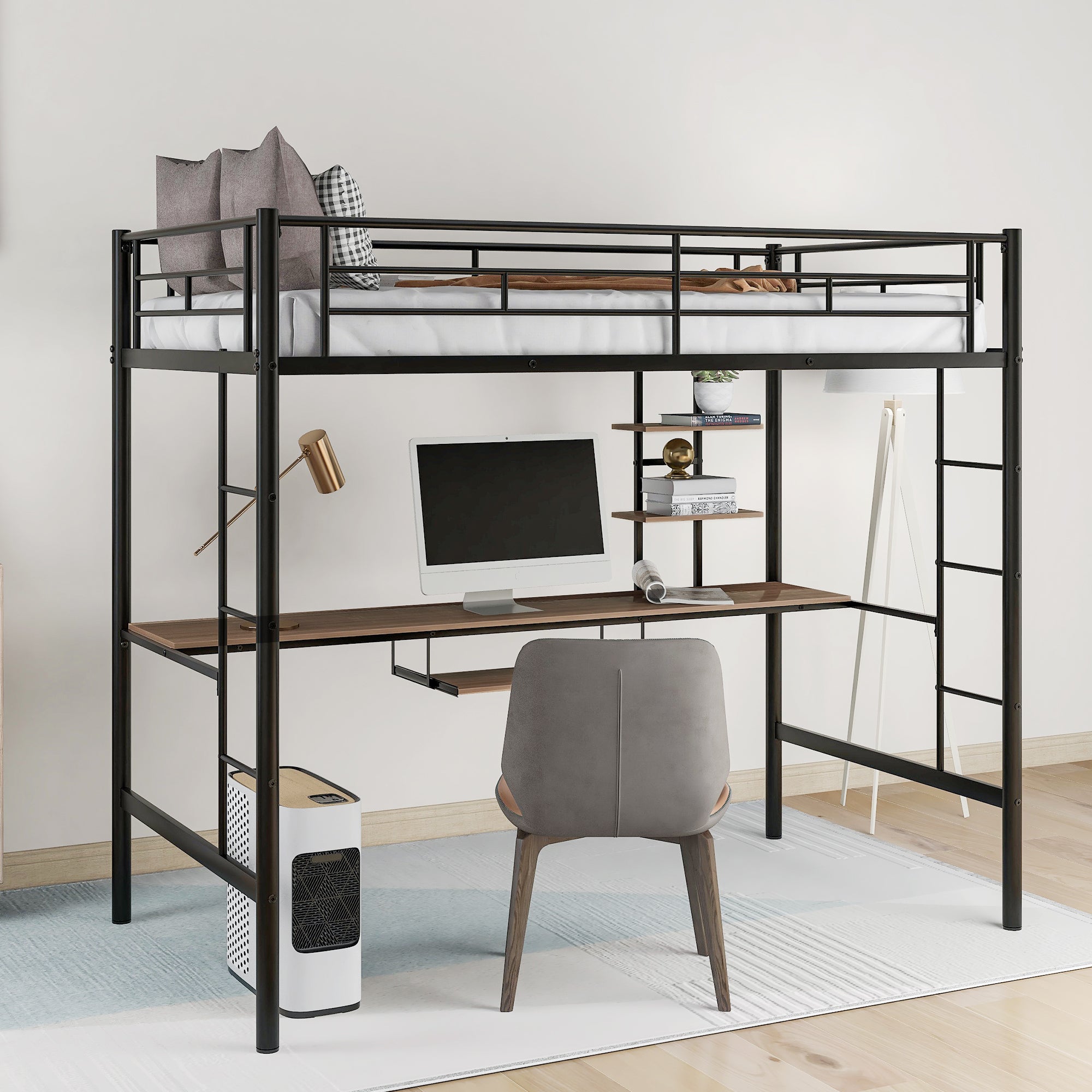 Loft Bed with Desk and Shelf , Space Saving Design,Twin(OLD SKU:MF193081AAB)