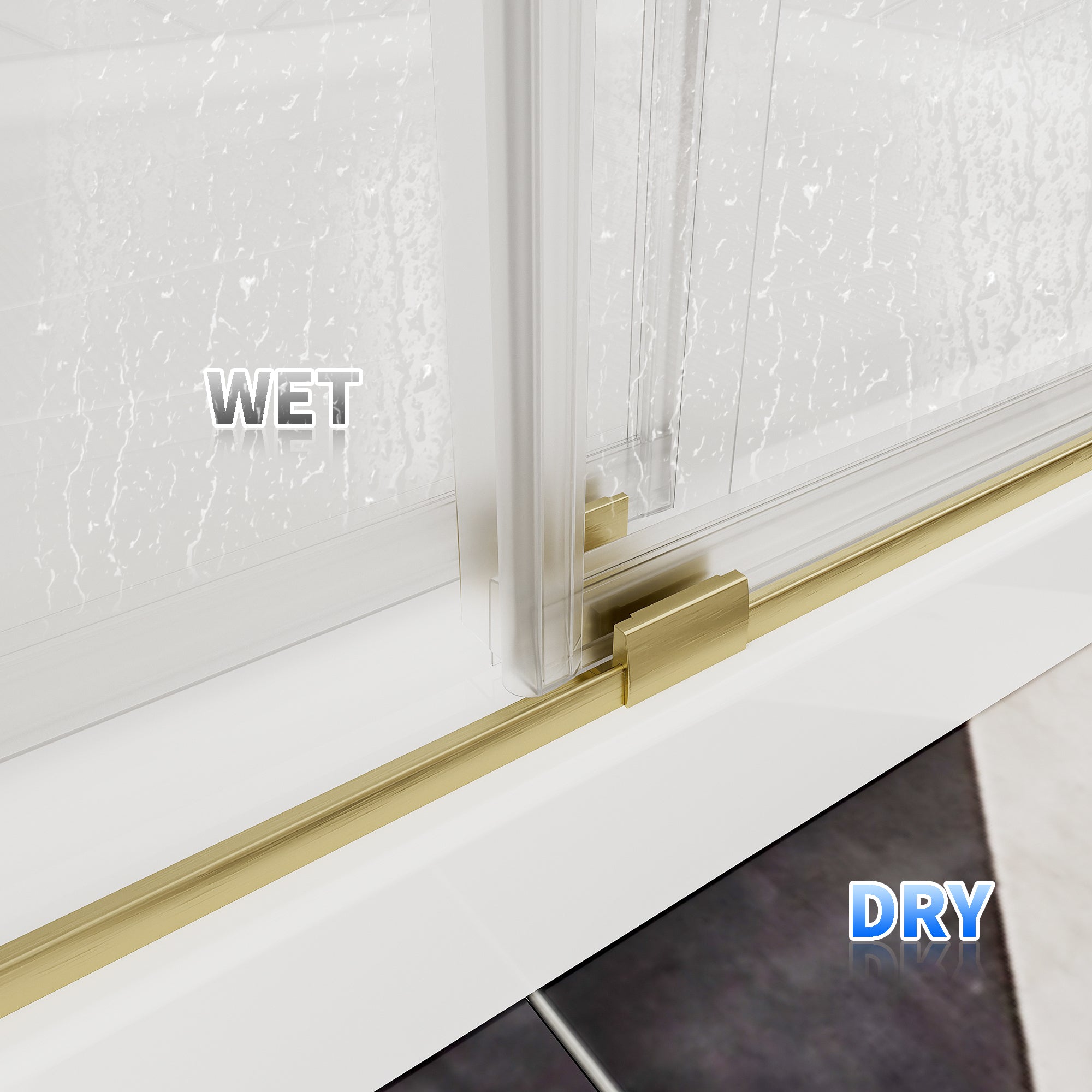 56-60"W × 76"H Double Sliding Frameless Shower Door With 3/8 inches (10mm) Clear Tempered Glass, Brushed Gold Finish