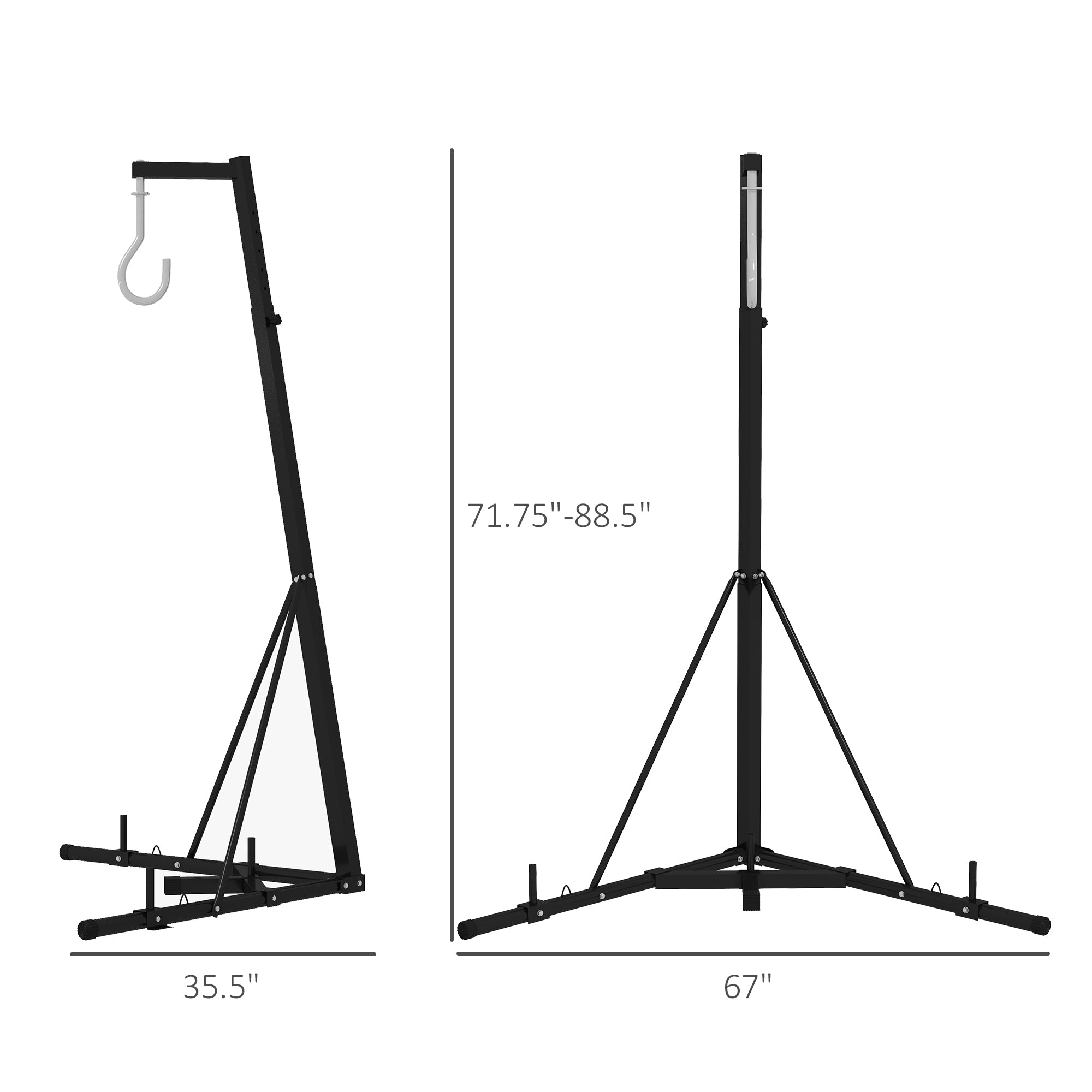 Soozier Foldable Punch Bag Stand, Height Adjustable Heavy Bag Stand with Weighted Base, Free Standing for Home Gym, Stand Only