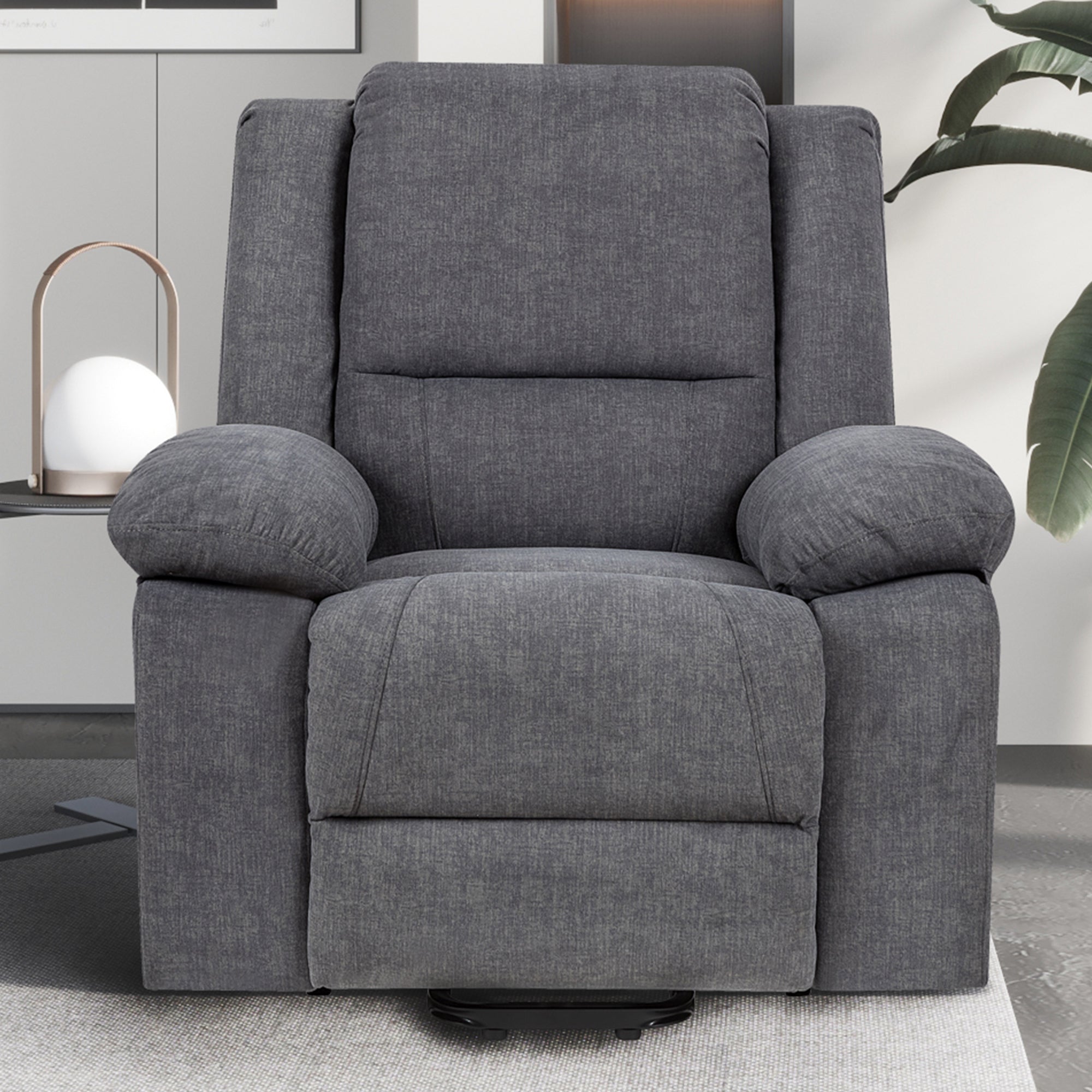 Electric Power Recliner Chair With Massage For Elderly ,Remote Control Multi-function Lifting, Timing, Cushion Heating Chair With Side Pocket Dark Grey