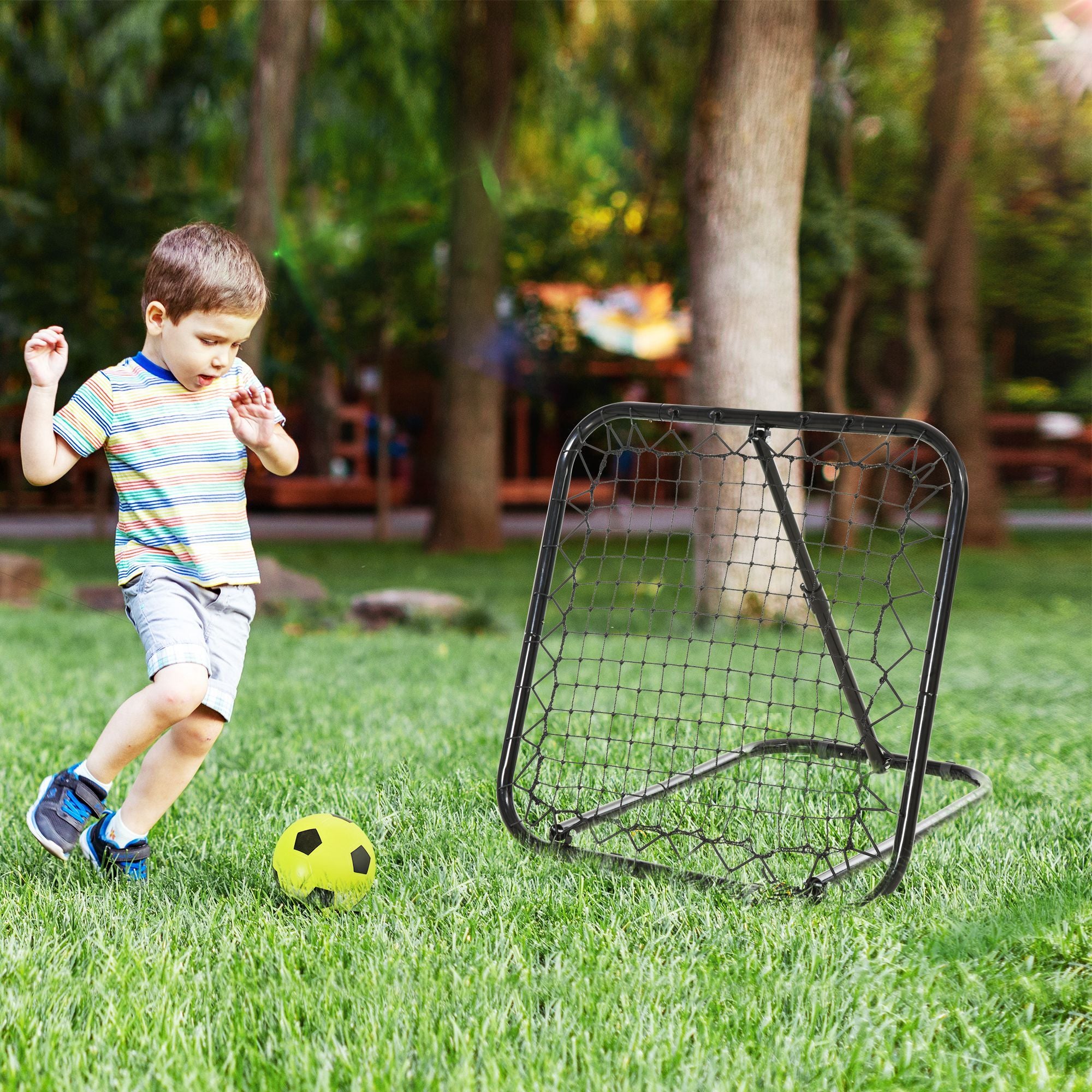 Soozier Soccer Rebounder Net, 3' x 3', Angle Adjustable Portable Training Goal Net with Quick Folding Design, Sturdy Metal Tube