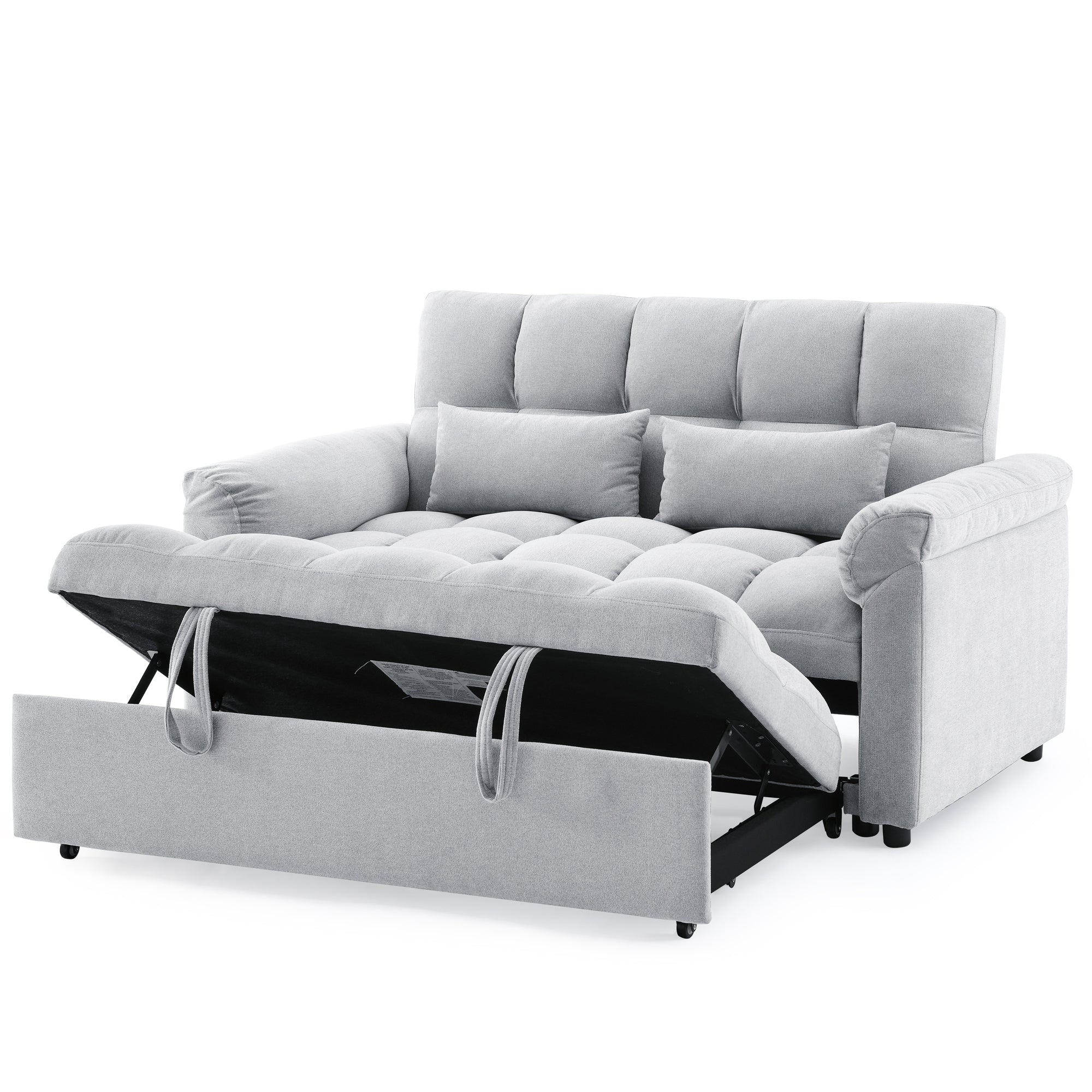 Loveseats Sofa Bed with Pull-out Bed,Adjsutable Back,Light Grey