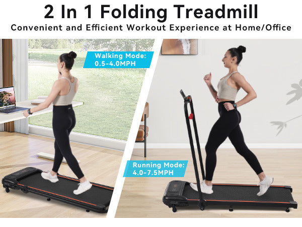 NEW Folding Walking Pad Under Desk Treadmill for Home Office -2.5HP Walking Treadmill With Incline 0.5-7.5MPH 265LBS Capacity Treadmill for Walking Running - Two Ways to Adjust Speed