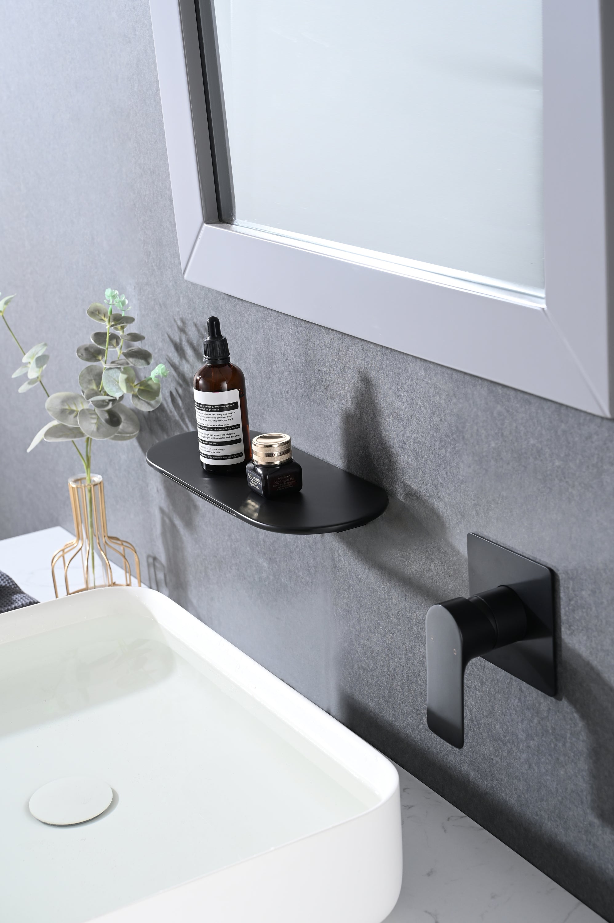 Single Handle Wall Mounted Bathroom Waterfall Sink Faucet