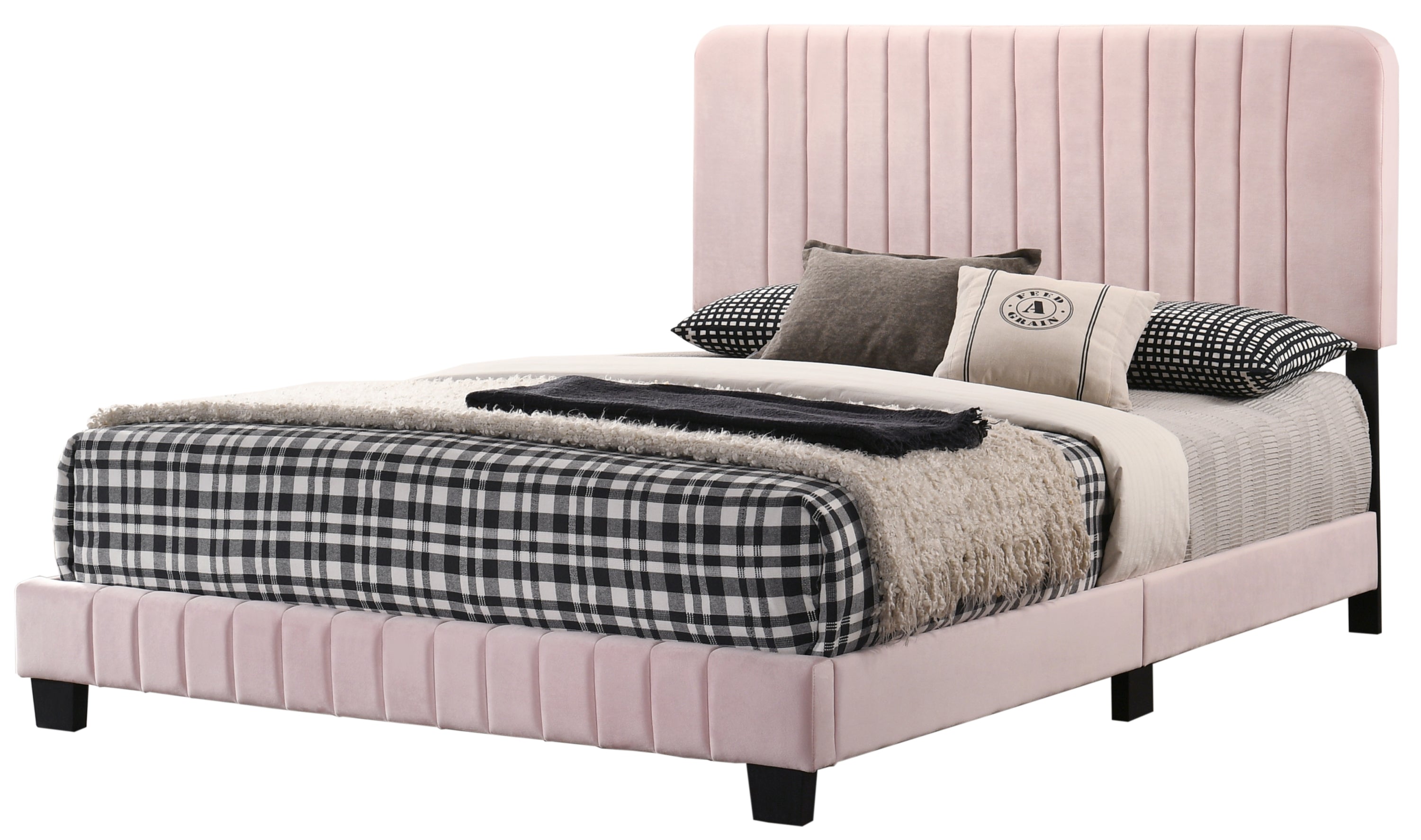 Stylish Contemporary Queen Bed In Pink