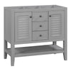 36" Bathroom Vanity without Sink, Cabinet Base Only, Two Cabinets and Drawers, Open Shelf, Solid Wood Frame, Grey