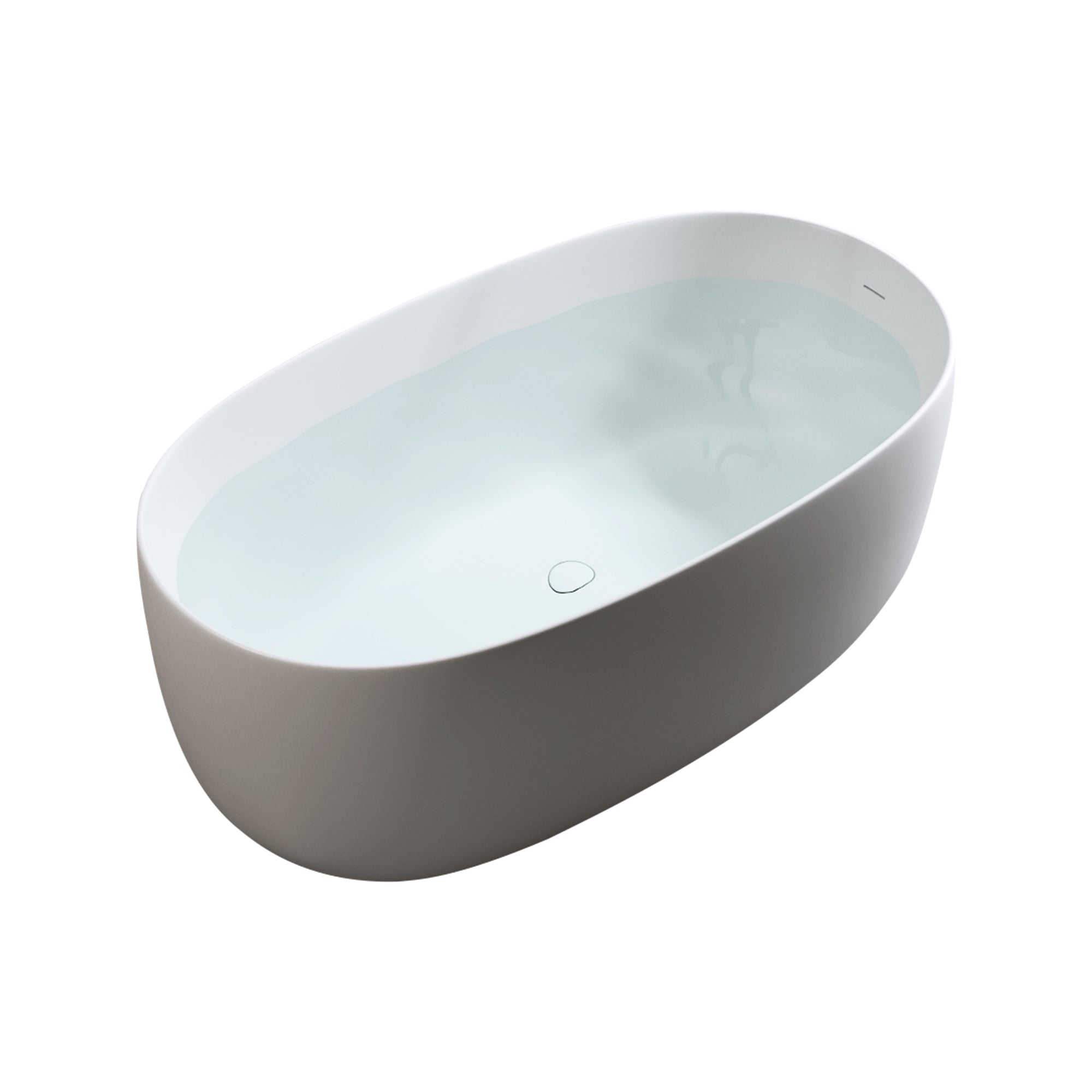 47'' Independent solid surface resin stone bathtub, a modern designed independent bathtub with pop-up drainage and overflow pipes, suitable for small households