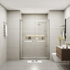 Frameless Double Sliding Glass Shower Doors, 60"W x 76"H with 3/8"(10mm) Clear Tempered Glass, Brushed Nickel Finish