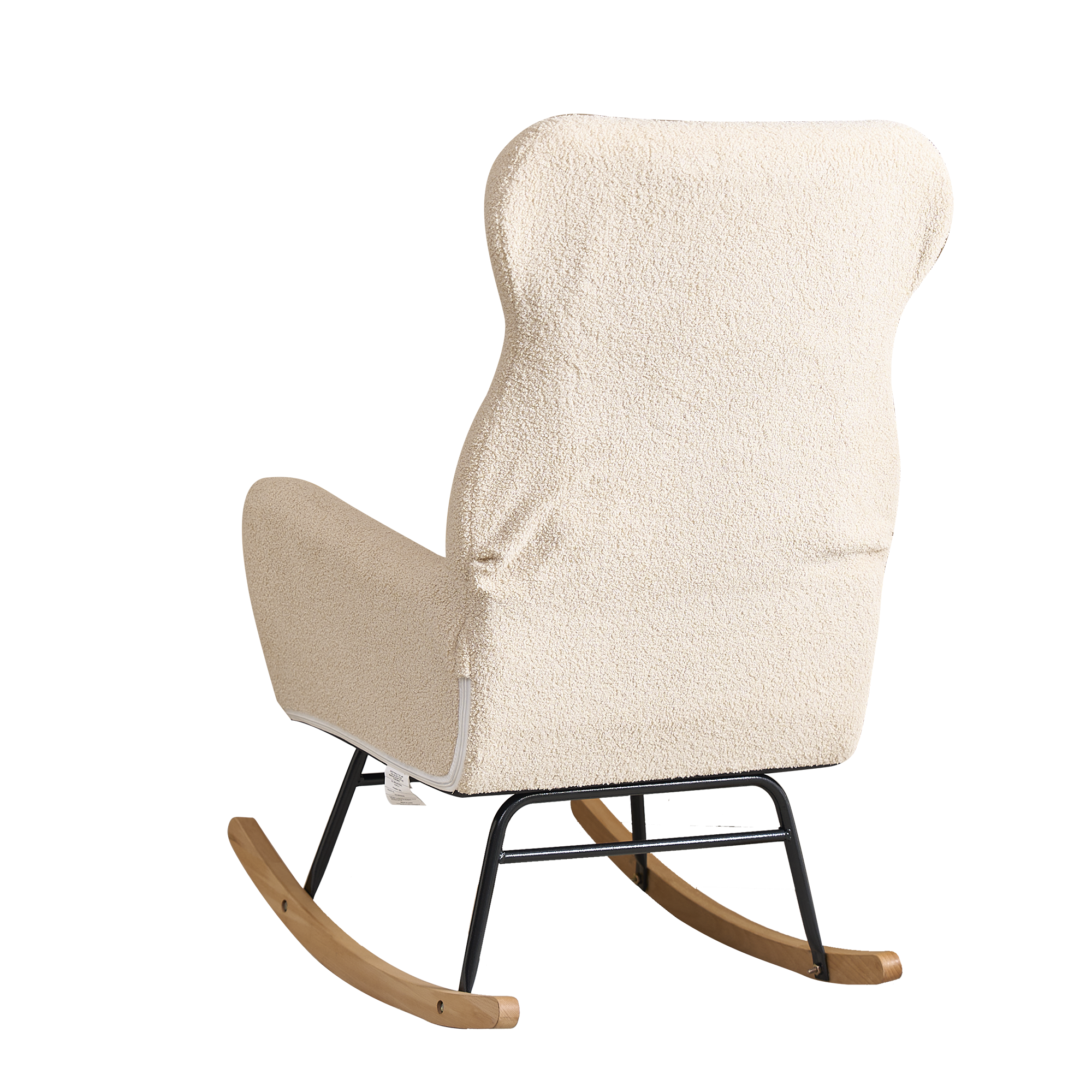 Modern Rocking Chair with High Backrest,Teddy Material Comfort Arm Rocker, Lounge Armchair for Living Room