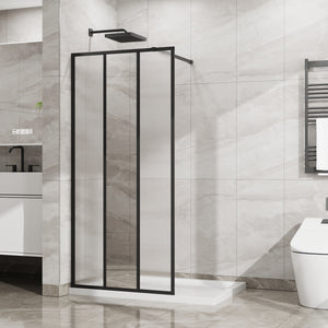 34-46 x 72 in Mirror & Fluted Fixed Shower Panel - 34 x 72 in / Matte Black view 1