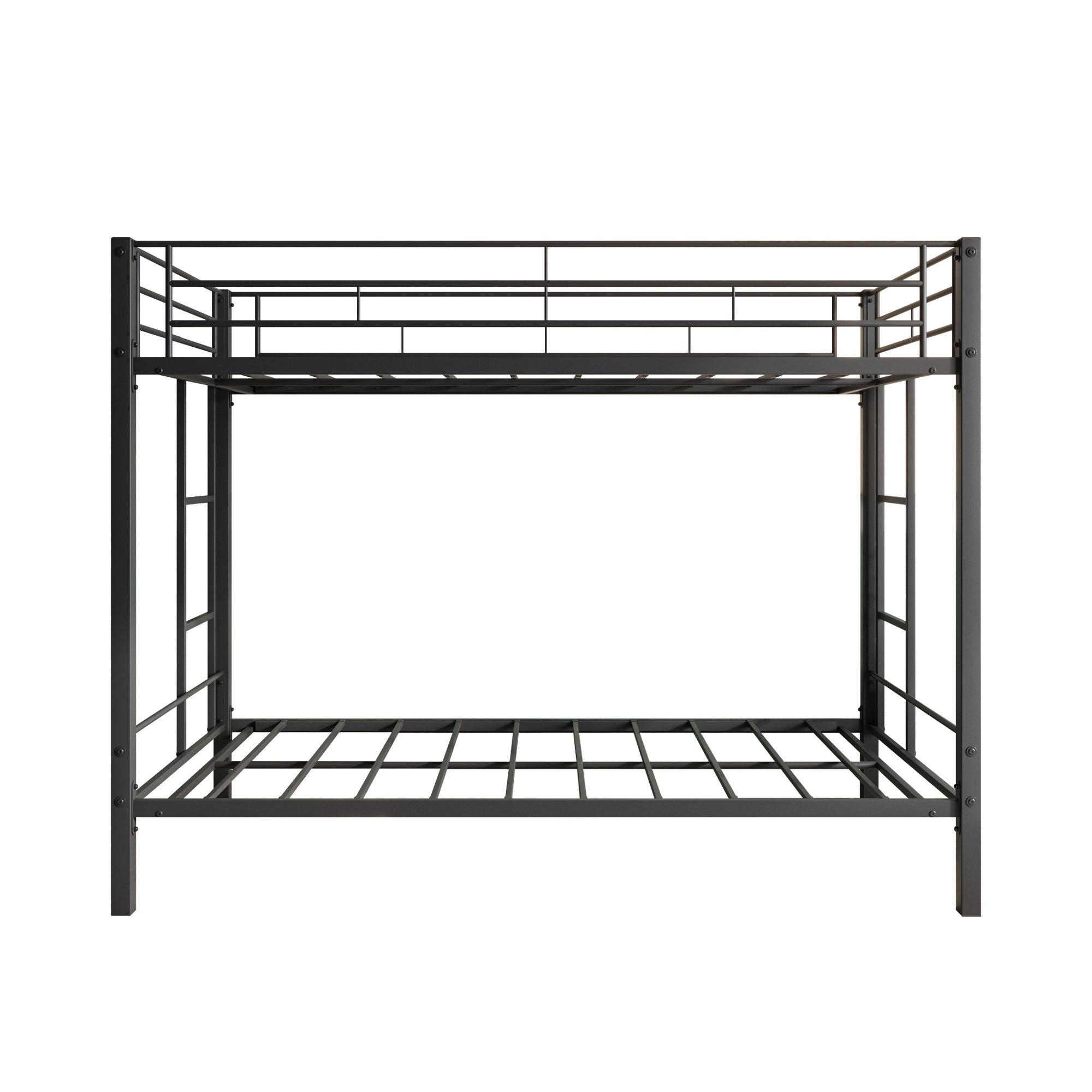 Metal Bunk Bed Twin Over Twin, Heavy Duty Twin Bunk Beds with shelf and Slatted Support No Box Spring Needed Black