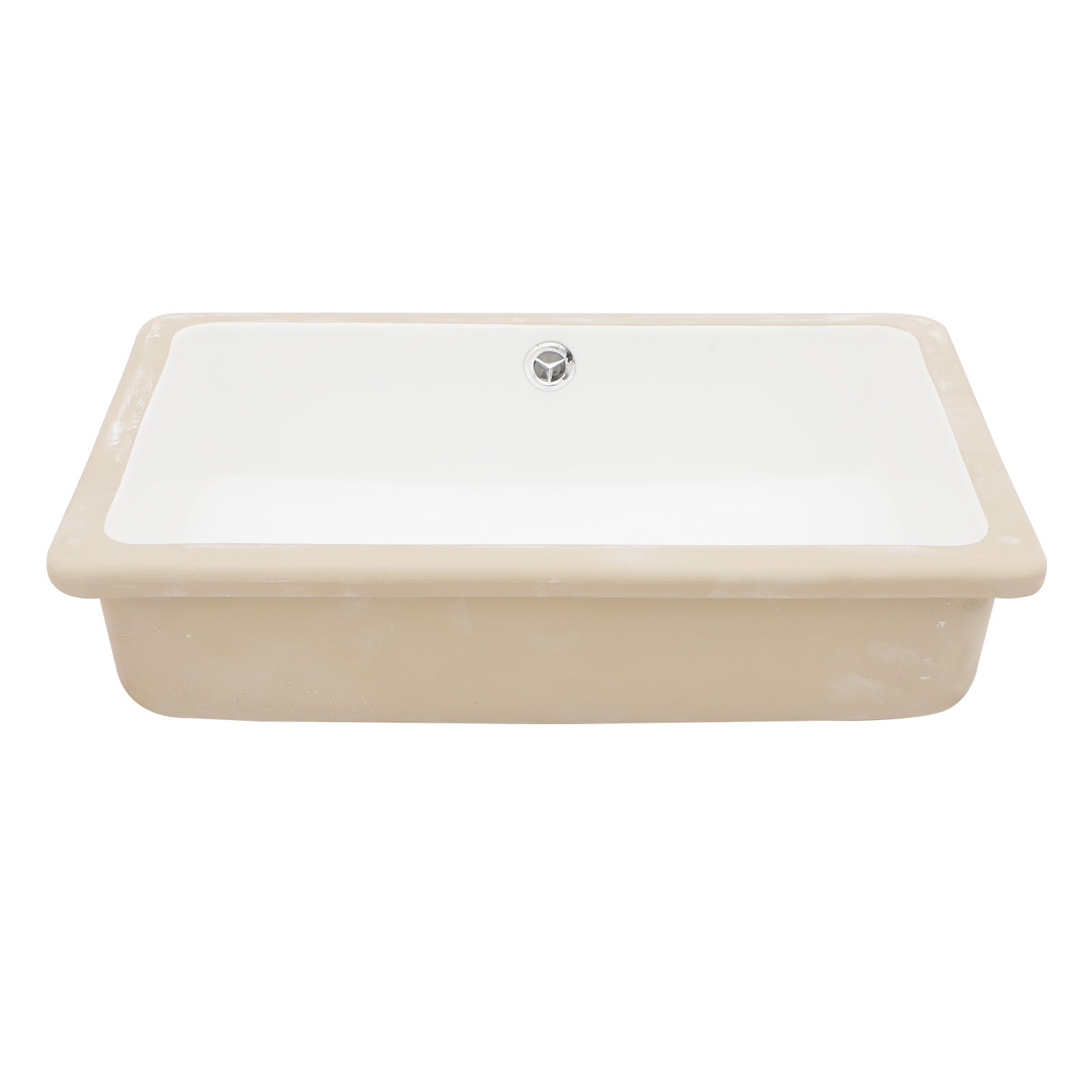 18"x12" White Ceramic Rectangular Undermount Bathroom Sink with Overflow