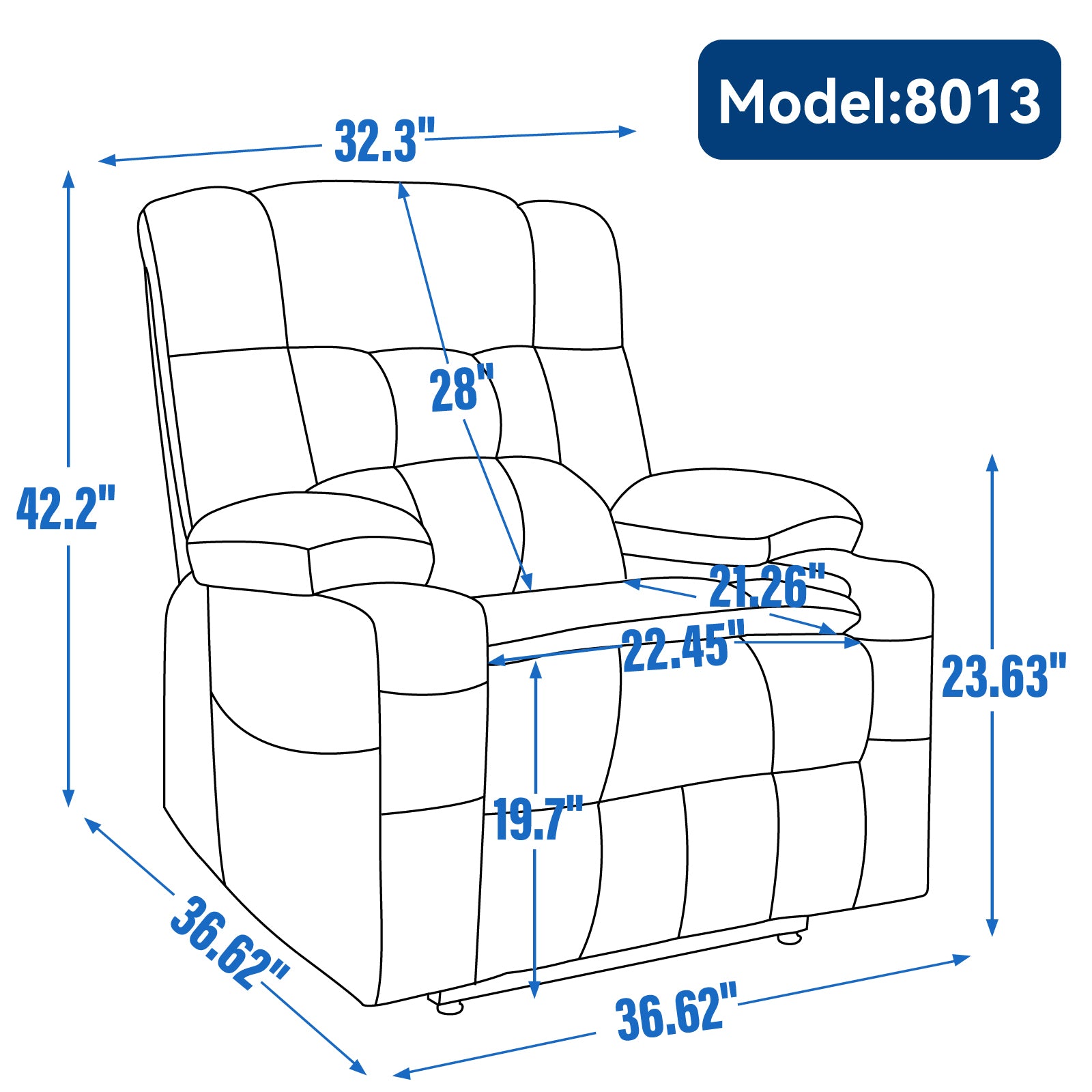 Blue Dual Motor Infinite Position Up to 350 LBS Chenille Power Lift Recliner Chair, Heavy Duty Motion Mechanism with 8-Point Vibration Massage and Lumbar Heating, Dual Cup Holders