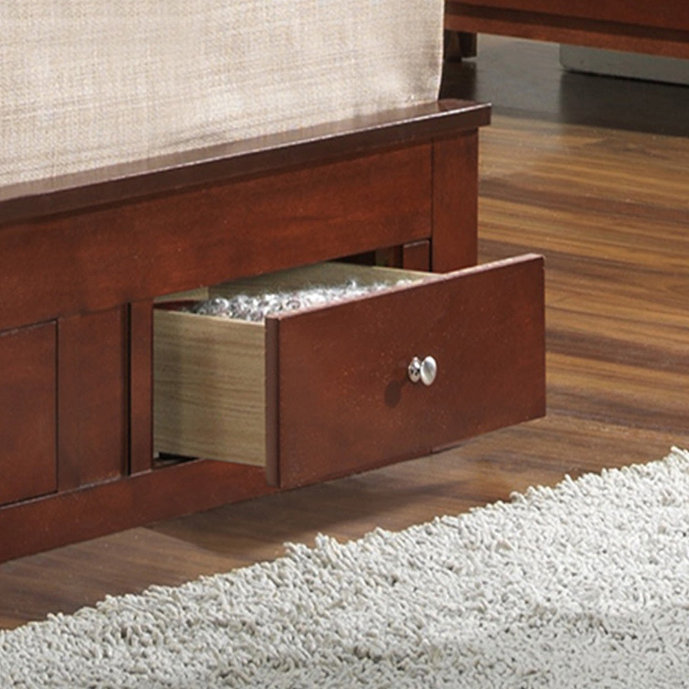 Elegant Twin Bed With Storage In Cherry Finish