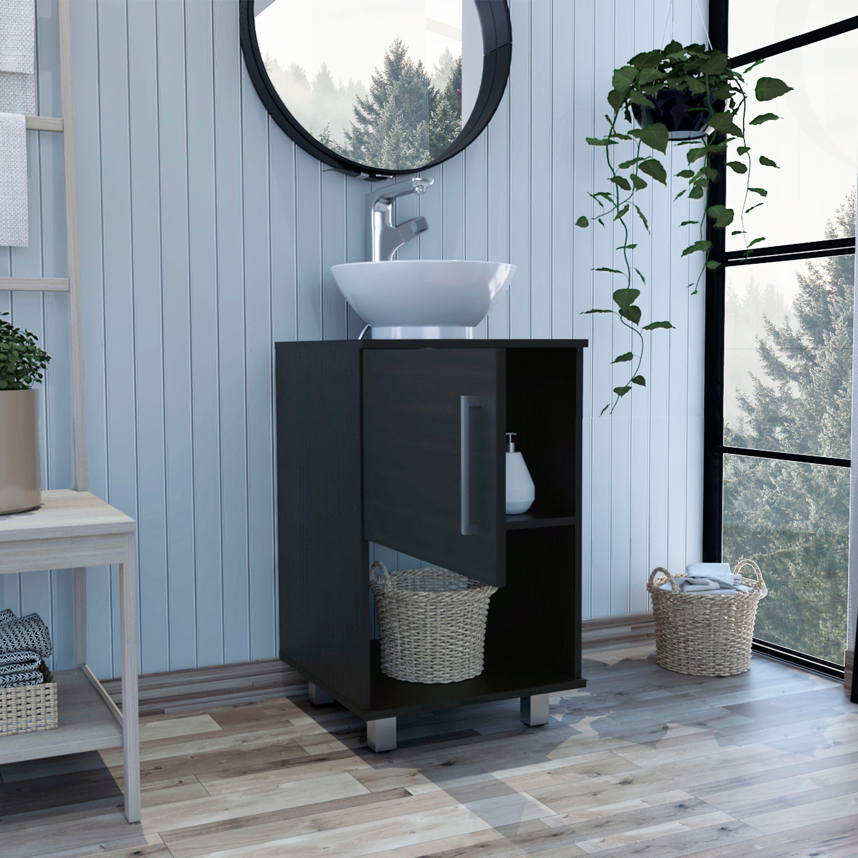 Saybrooke 1-Shelf Single Bathroom Vanity Black Wengue