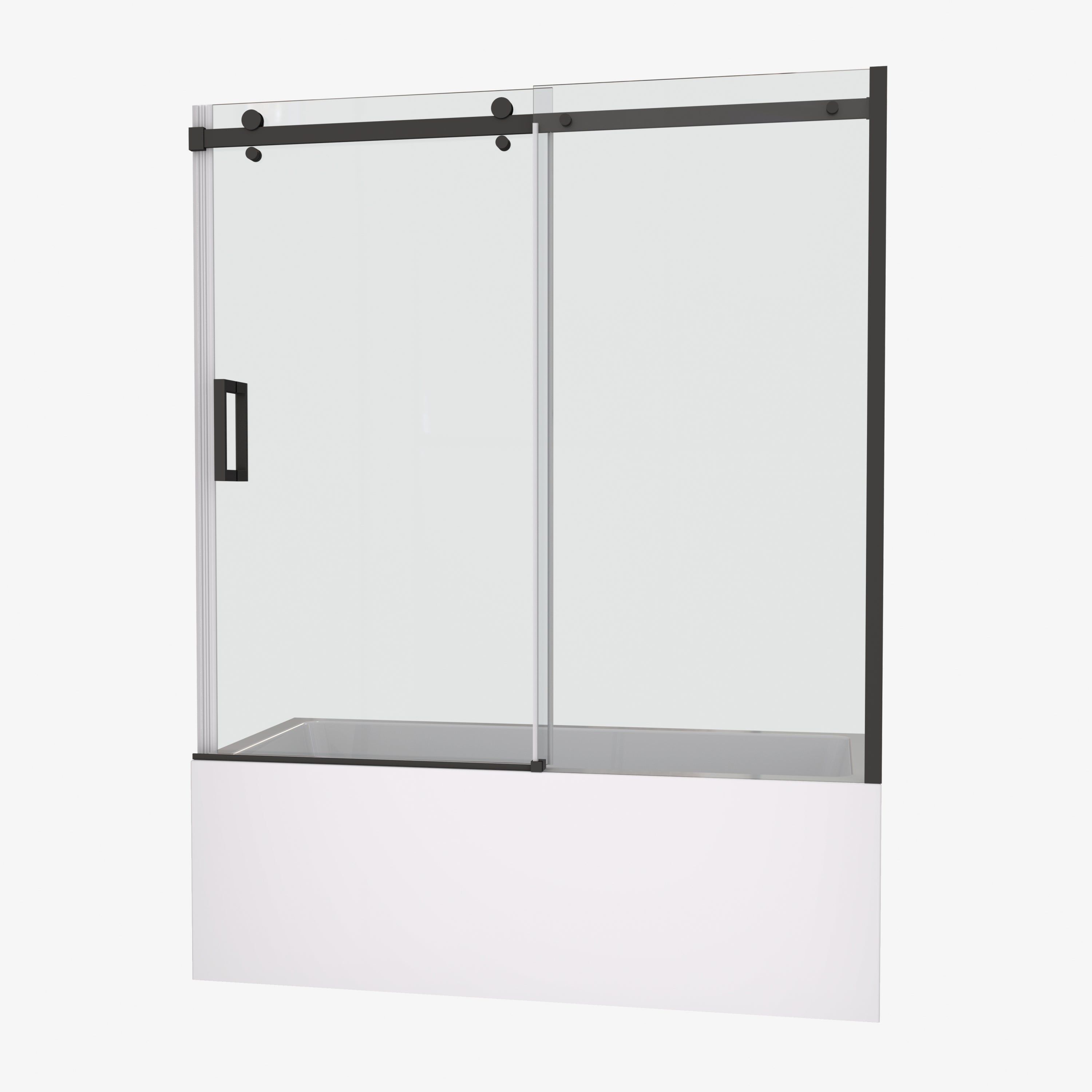 60"W x 58"H Bathtub shower door, sliding door, with 5/16" tempered glass and Matted black finish 6058