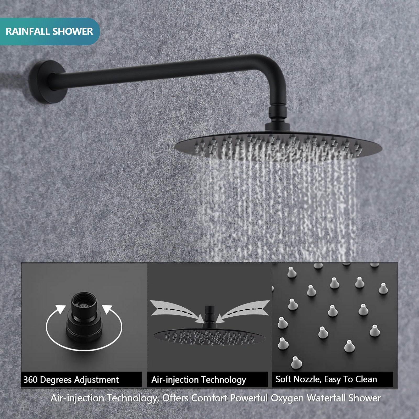 Wall Mounted Round Shower Combo Set with 10" Rain Shower head and Handheld Shower Head Set with Pressure Balancing Valve