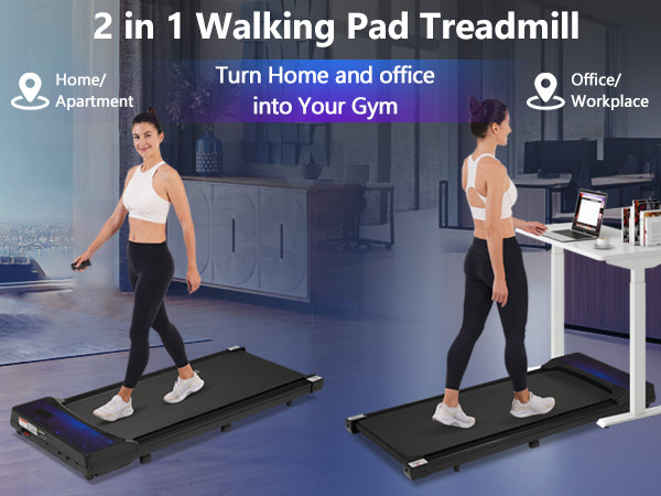 Walking Pad Under Desk Treadmill for Home Office -2.5HP Walking Treadmill 0.6-4MPH 300LBS Capacity Treadmill for Walking Running Remote Control Batteries