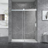 68-72 x 76 Inch Single Sliding Frameless Shower Door in Brushed Nickel with Soft-Closing and 3/8 Inch Clear Glass