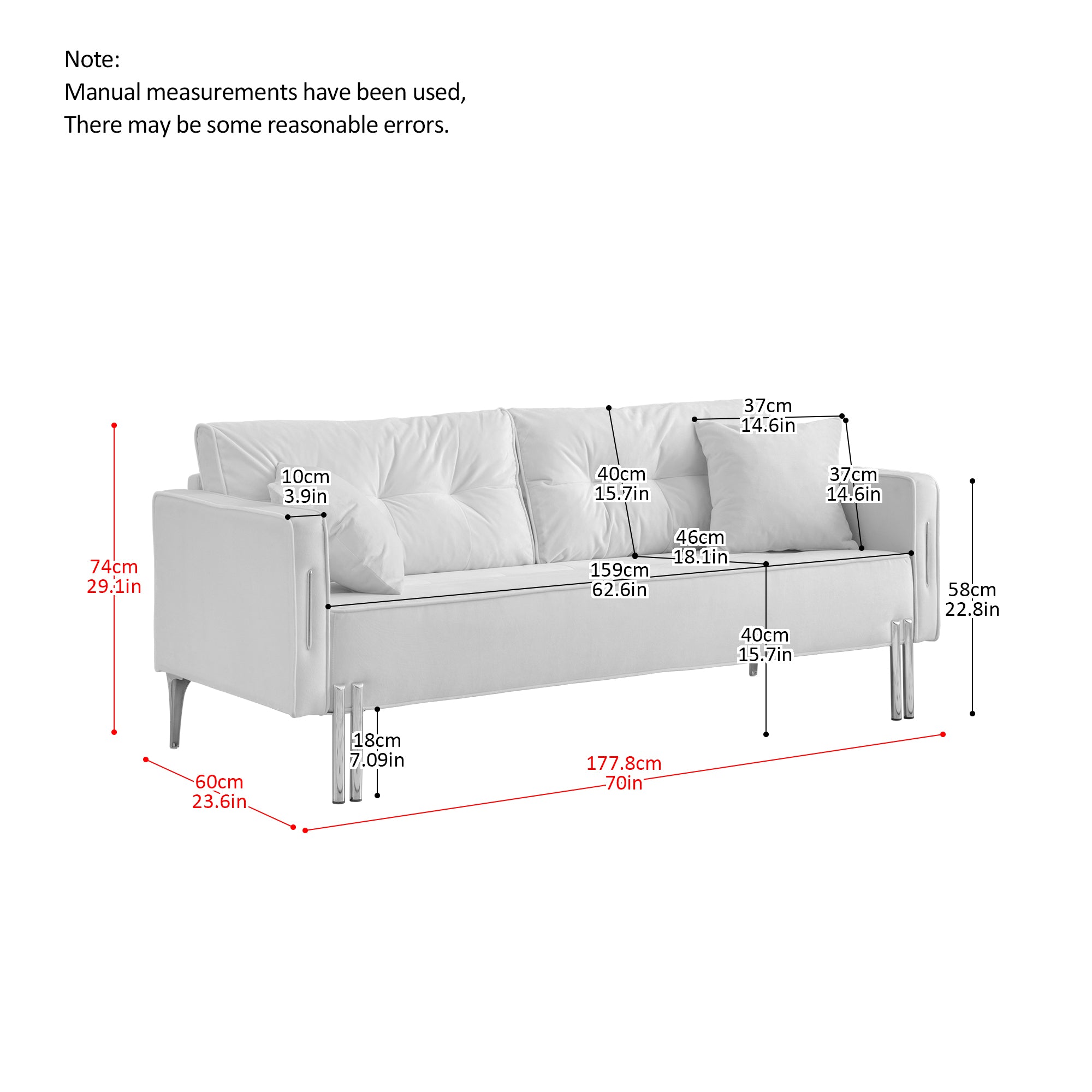 [VIDEO provided]70" Velvet Sofa Couch Luxury Modern Upholstered 3-Seater sofa with 2 Pillows for Living Room, Apartment and Small Space