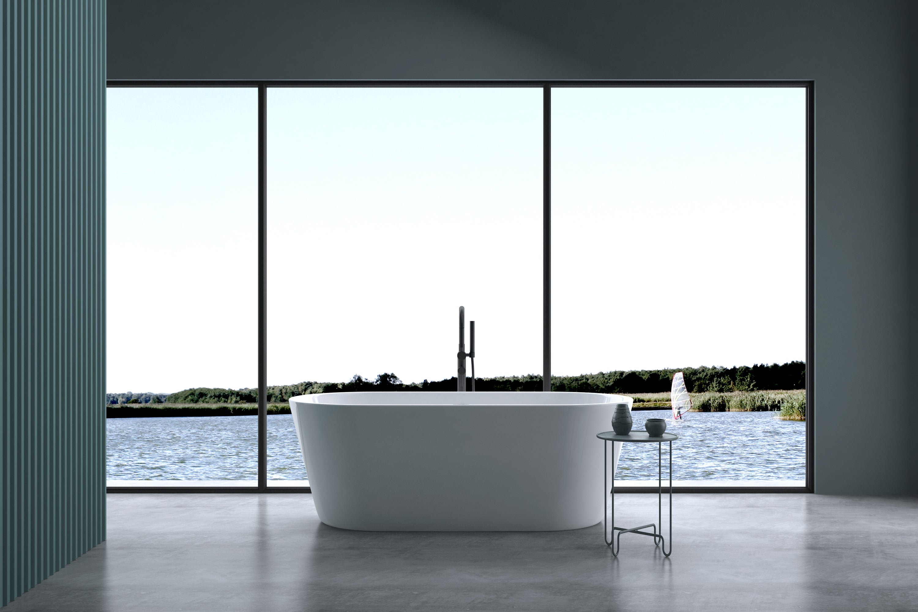 60'' Freestanding Gloss White Acrylic Soaking Bathtub with Toe-Tap Chrome Drain and Classic Slotted Overflow, 24A02-60