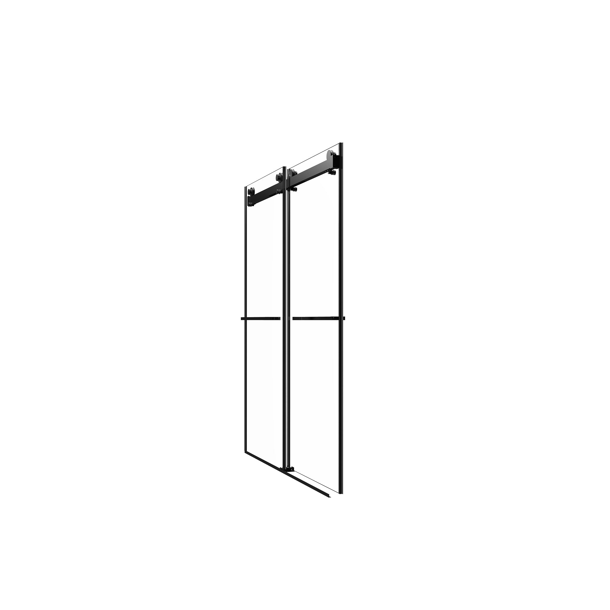 56"-60"W x 70"H Frameless Shower Door, Double Sliding Shower Door, 5/16"(8mm) Laminated Glass Premium Tempered Glass Shower Enclosure,Double Side Easy Clean Coat,Matte Black Finished With Buffer