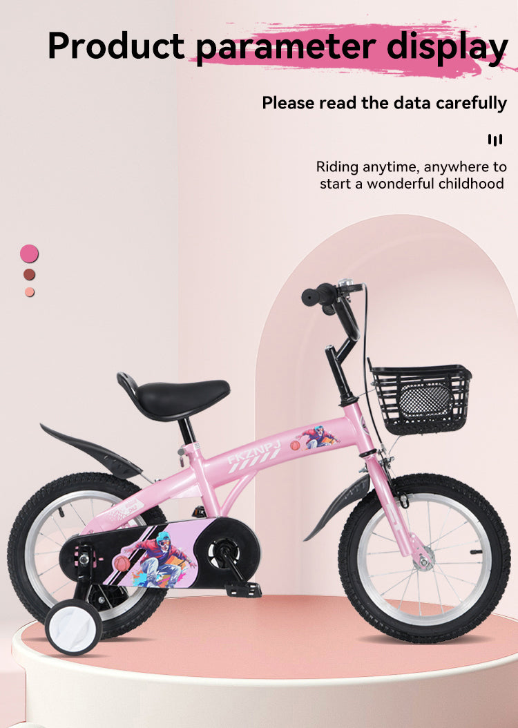 FKZNPJ 18 inch sporty kids bike with training wheels and stand Adjustable saddle Suitable for boys and girls aged 5-10 years tall Height 45-57 inches Available in a variety of colors