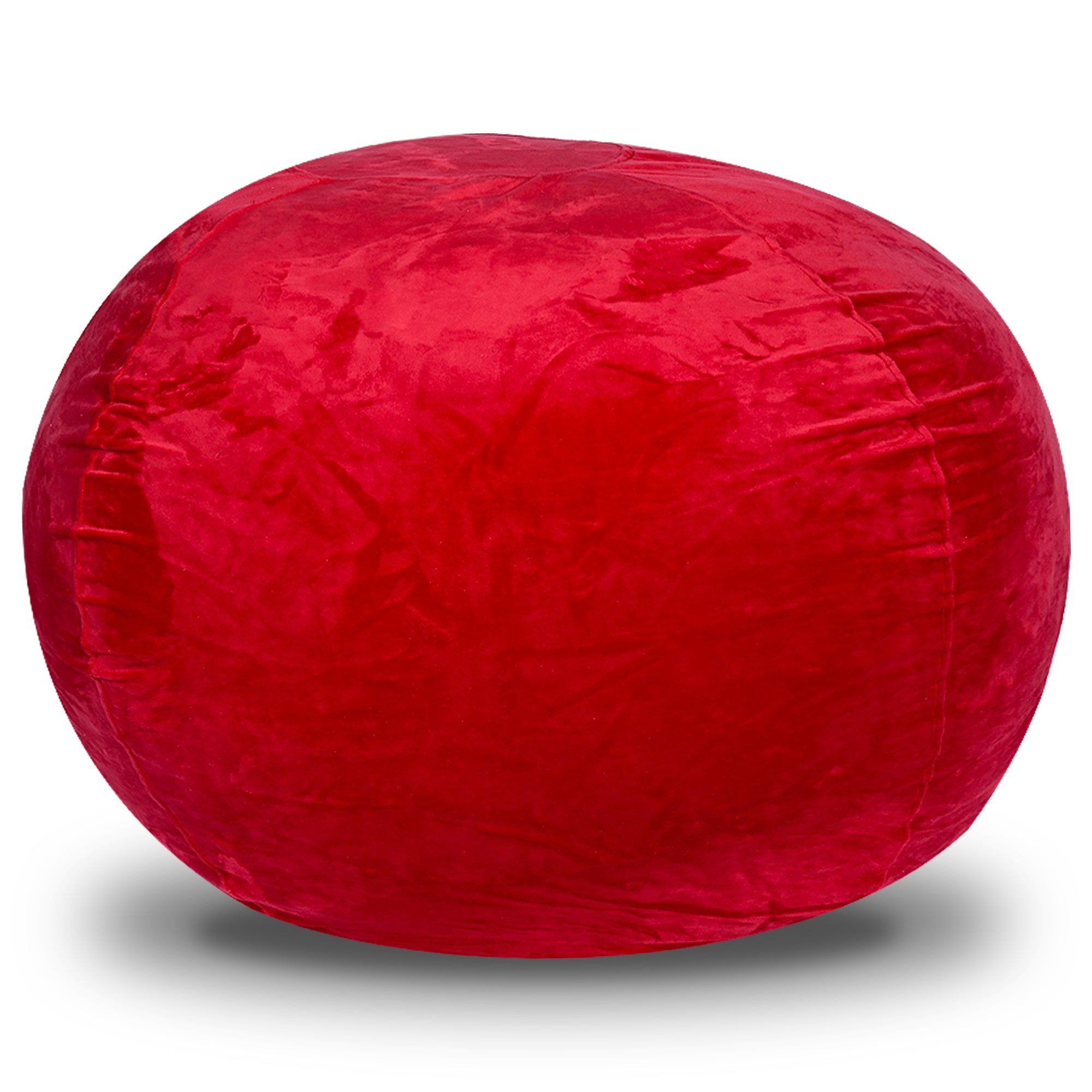 Minky Velvet Bean Bag Chair, Red-4ft Plush Floor Chair for Kids and Adults w/ Washable Cover, Lounge Chair with Stretchable Fabric, Comfy Bedroom Chair, Filled with Shredded and Memory Foam.