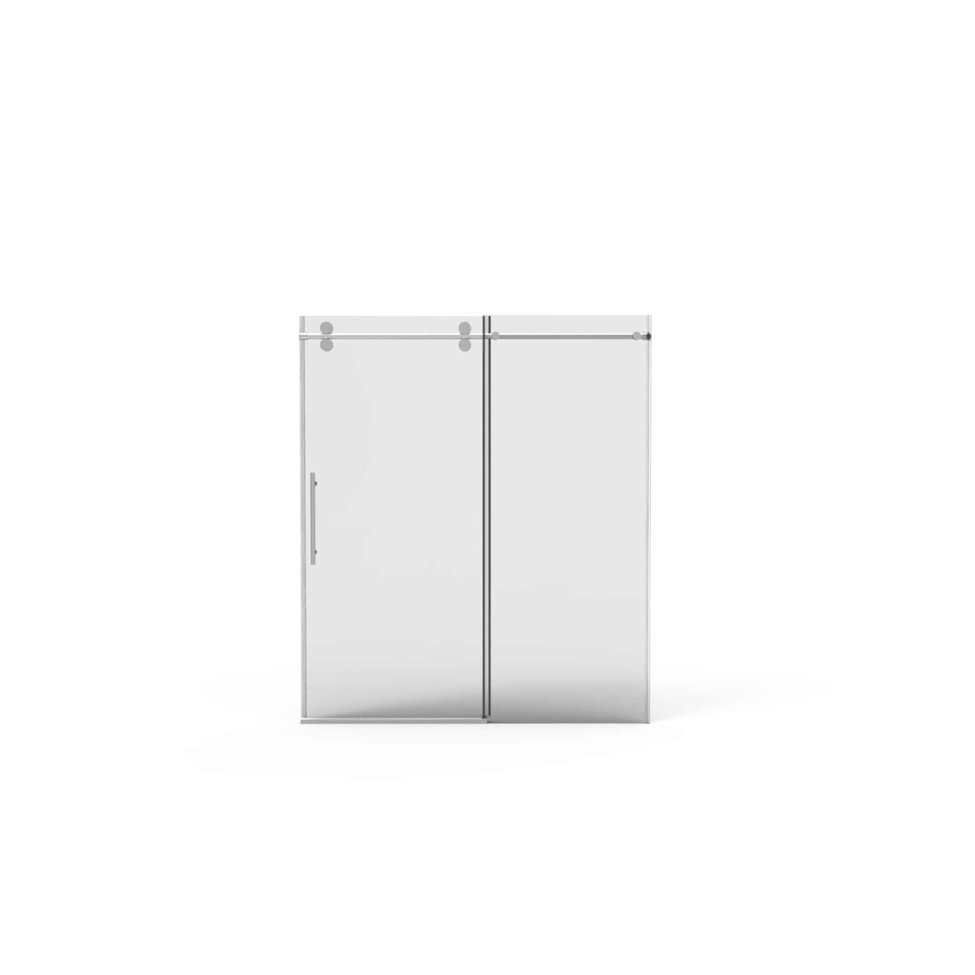 Frameless sliding shower door 56-60 inch chrome installed view