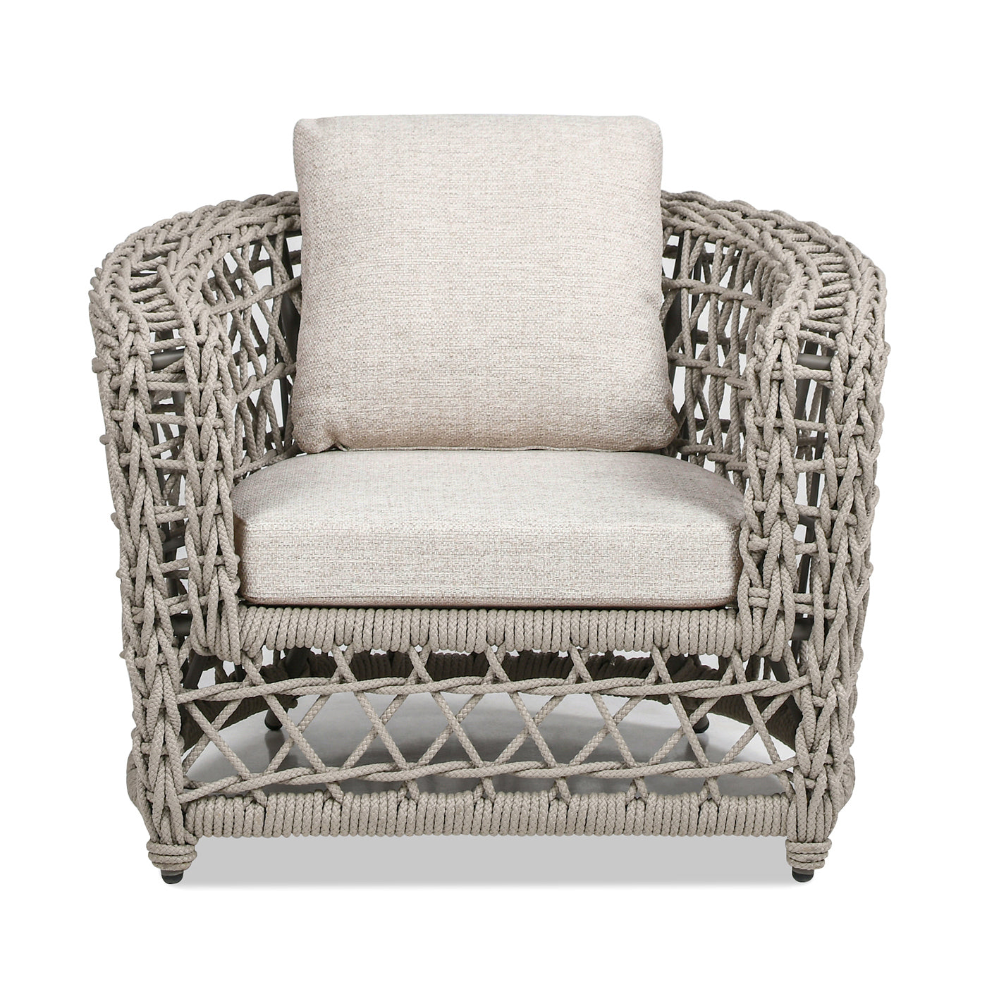 Everly 37.5" Woven Frame Barrel Deep Seating Patio Arm Chair, Oat Beige Axroma Olefin