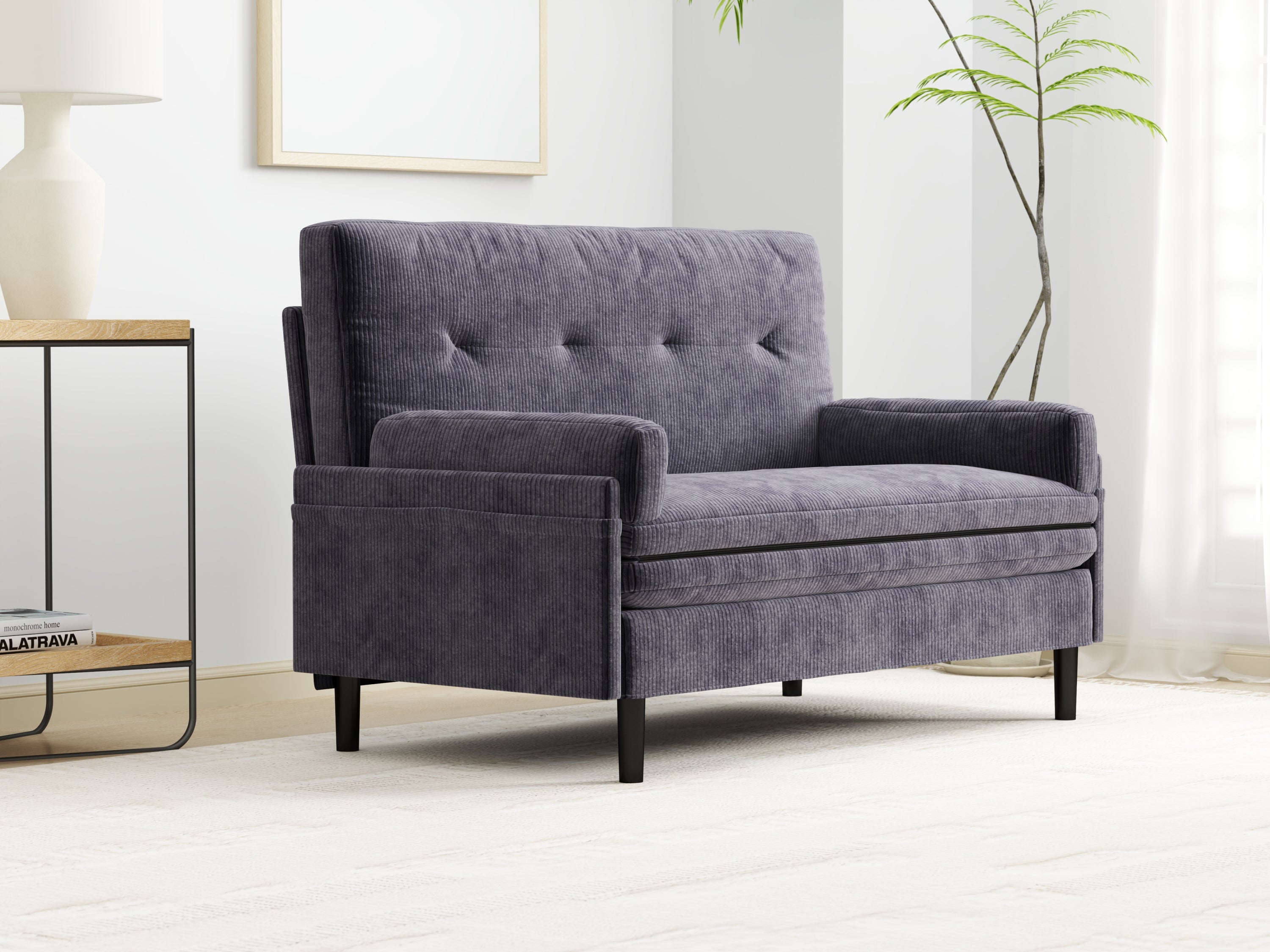 Grey 2 seater sofa sleeper with recline fuction