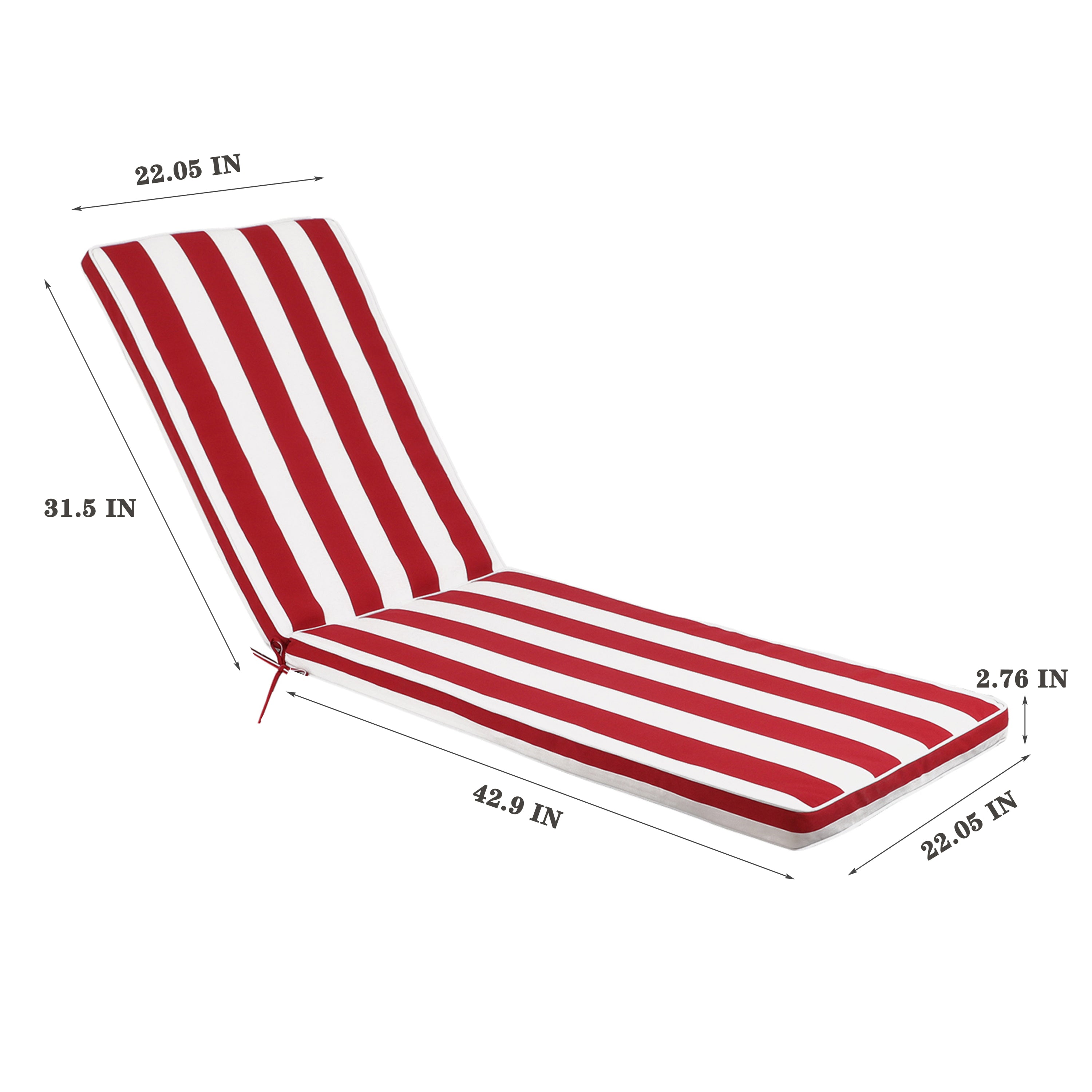 1PCS Set Outdoor Lounge Chair Cushion Replacement Patio Funiture Seat Cushion Chaise Lounge Cushion-Red/white