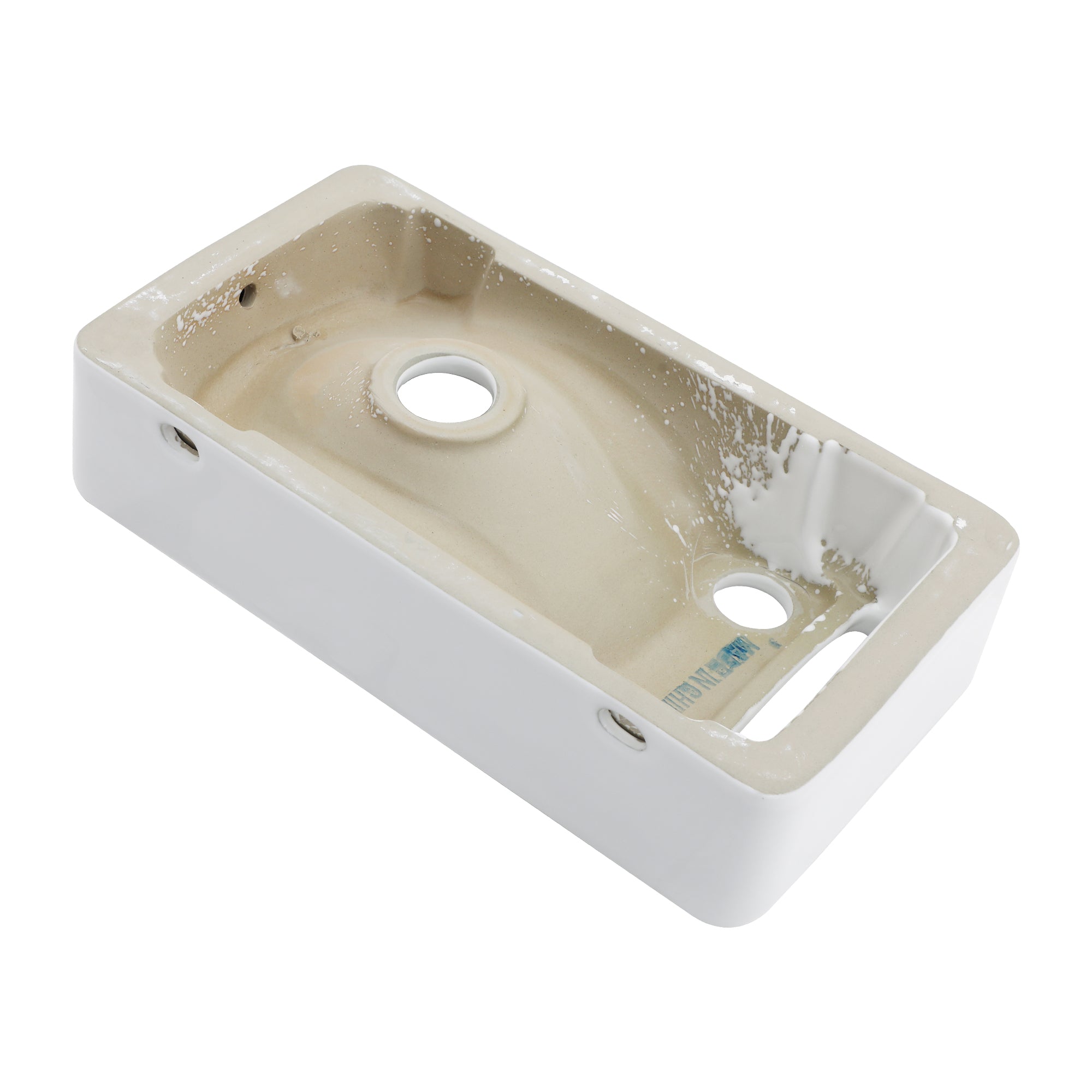 15.75x8.69 Inch White Ceramic Rectangle Wall Mount Bathroom Sink with Single Faucet Hole