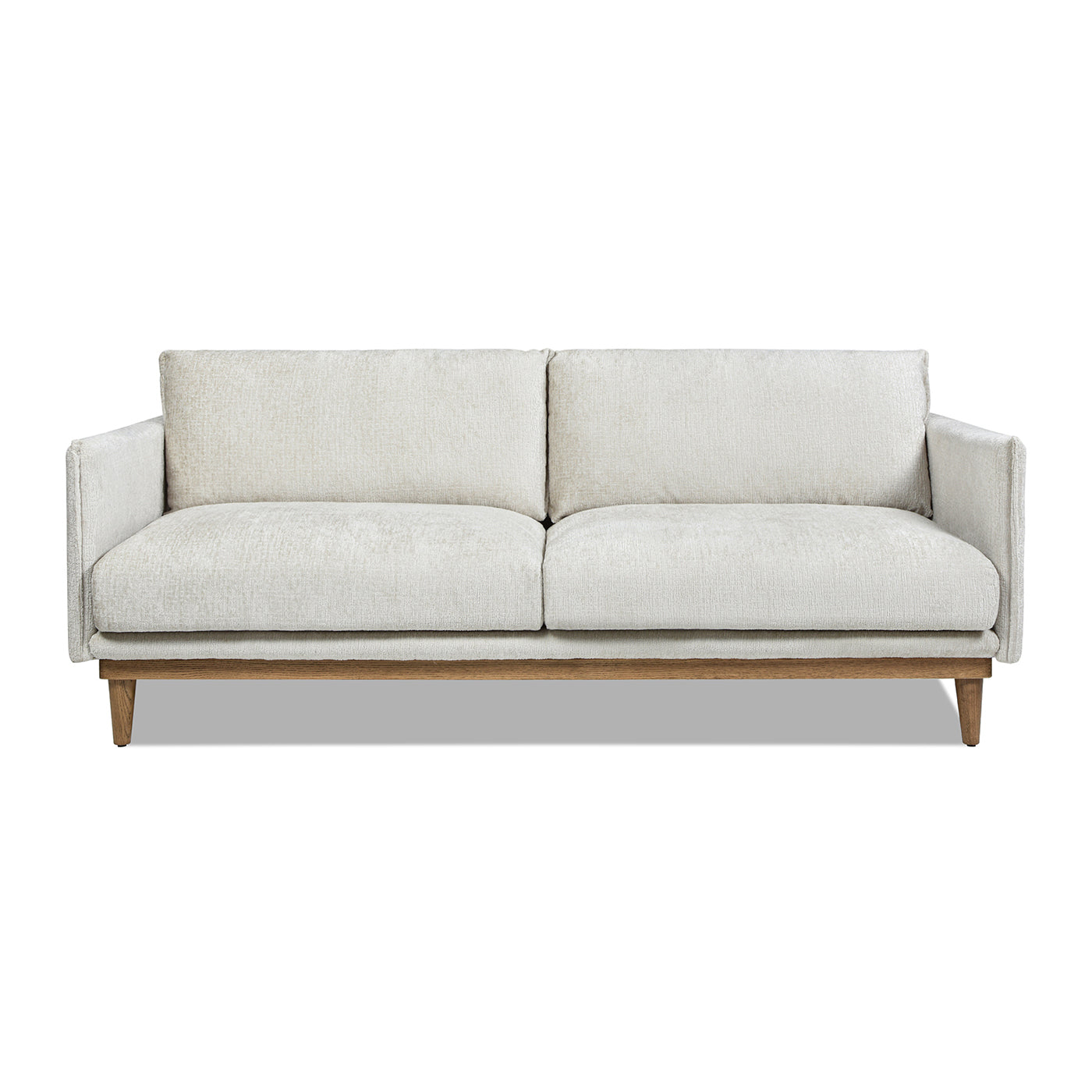 Haven 83" Flange Arm Oak Wood Sofa, Marled Gray Chenille