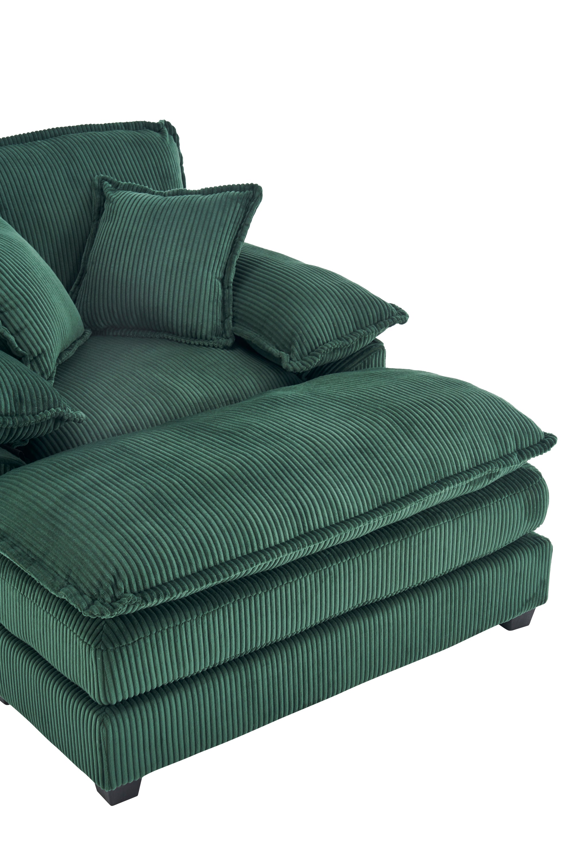 56.3 Inch Corduroy single sofa With  2 toss pillows and a ottoman ,Comfy Sofa- Deep Seat Couch for Living Room