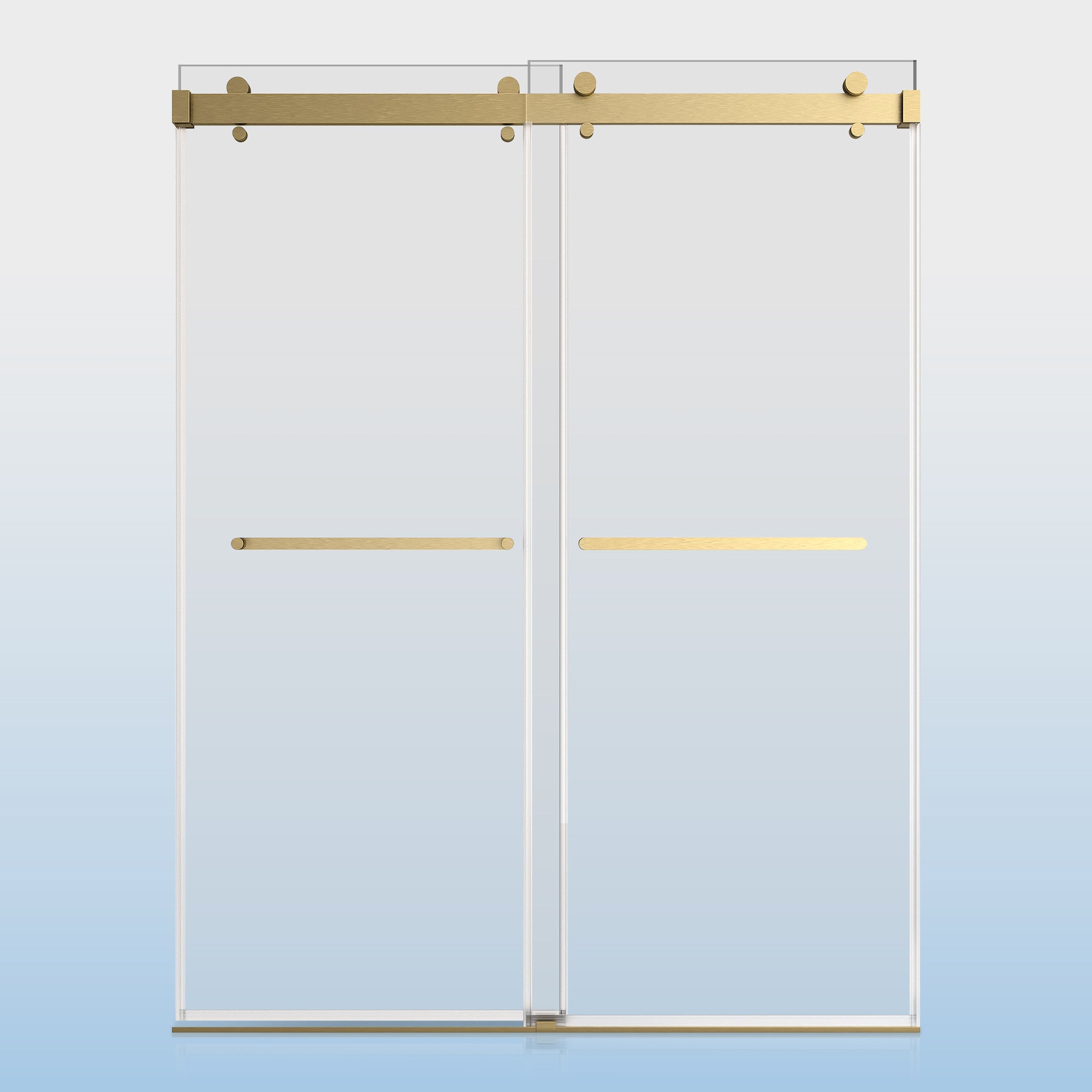 56-60"W × 72"H Double Sliding Frameless Shower Door With 3/8 inches (10mm) Clear Tempered Glass, Brushed Gold Finish