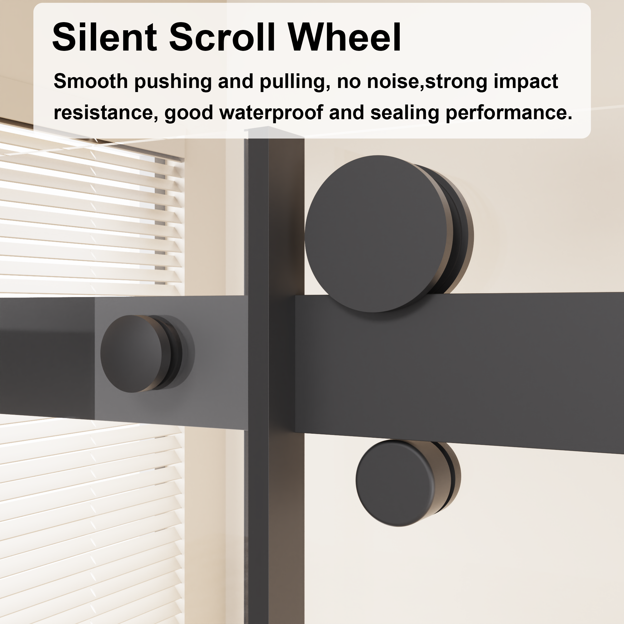 48 x 72 in Frameless Single Sliding Shower Door - 48 x 72 in / Matte Black / Zinc Roller view 7