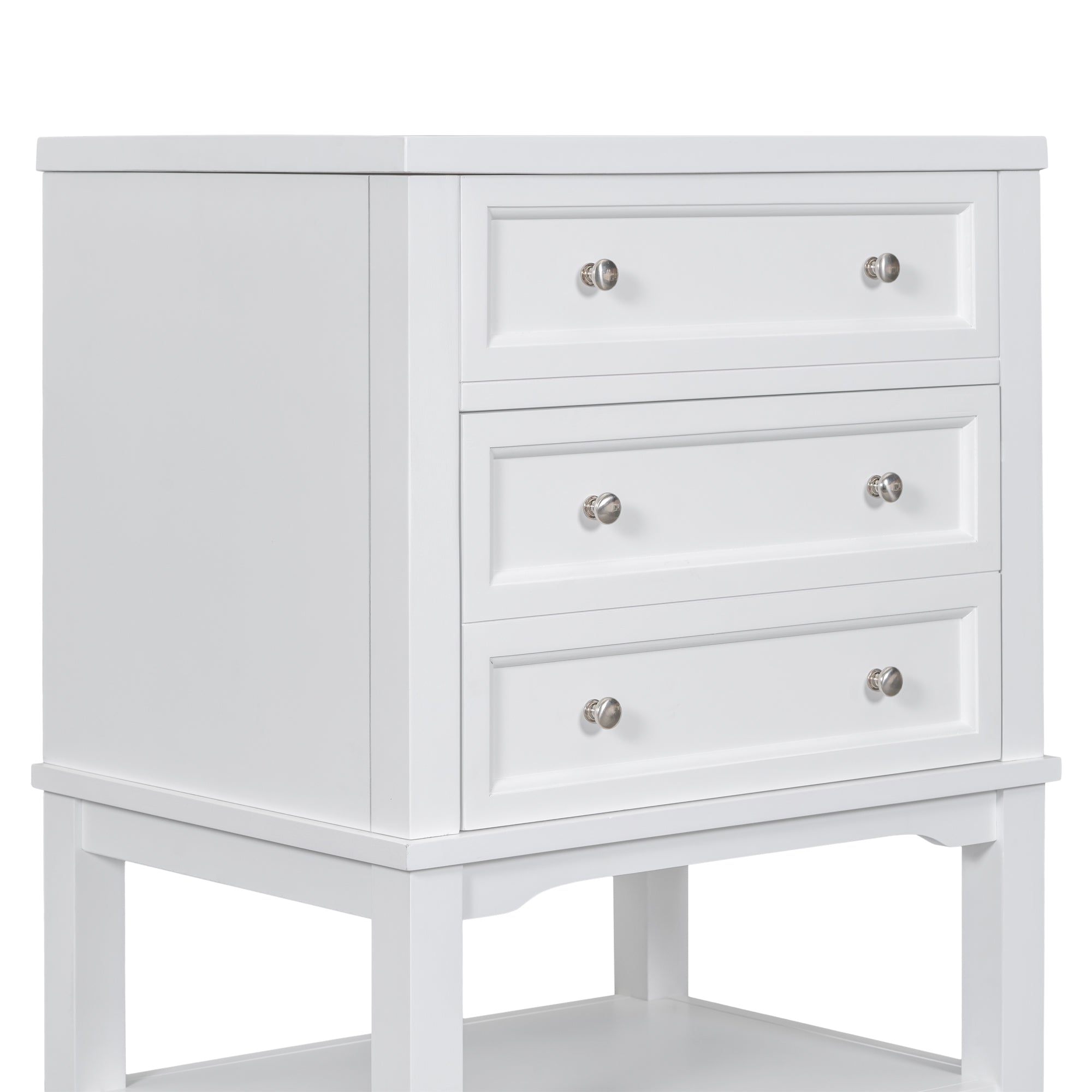 24" Bathroom Vanity With Sink, Bathroom Storage Cabinet with Drawer and Open Shelf, Solid Wood Frame, White