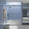 56"-60" W x 65'' H Frameless Double Sliding Tub Door, Bypass Tub Door Clear Glass Soft Closing in Chrome 23D02-T60C