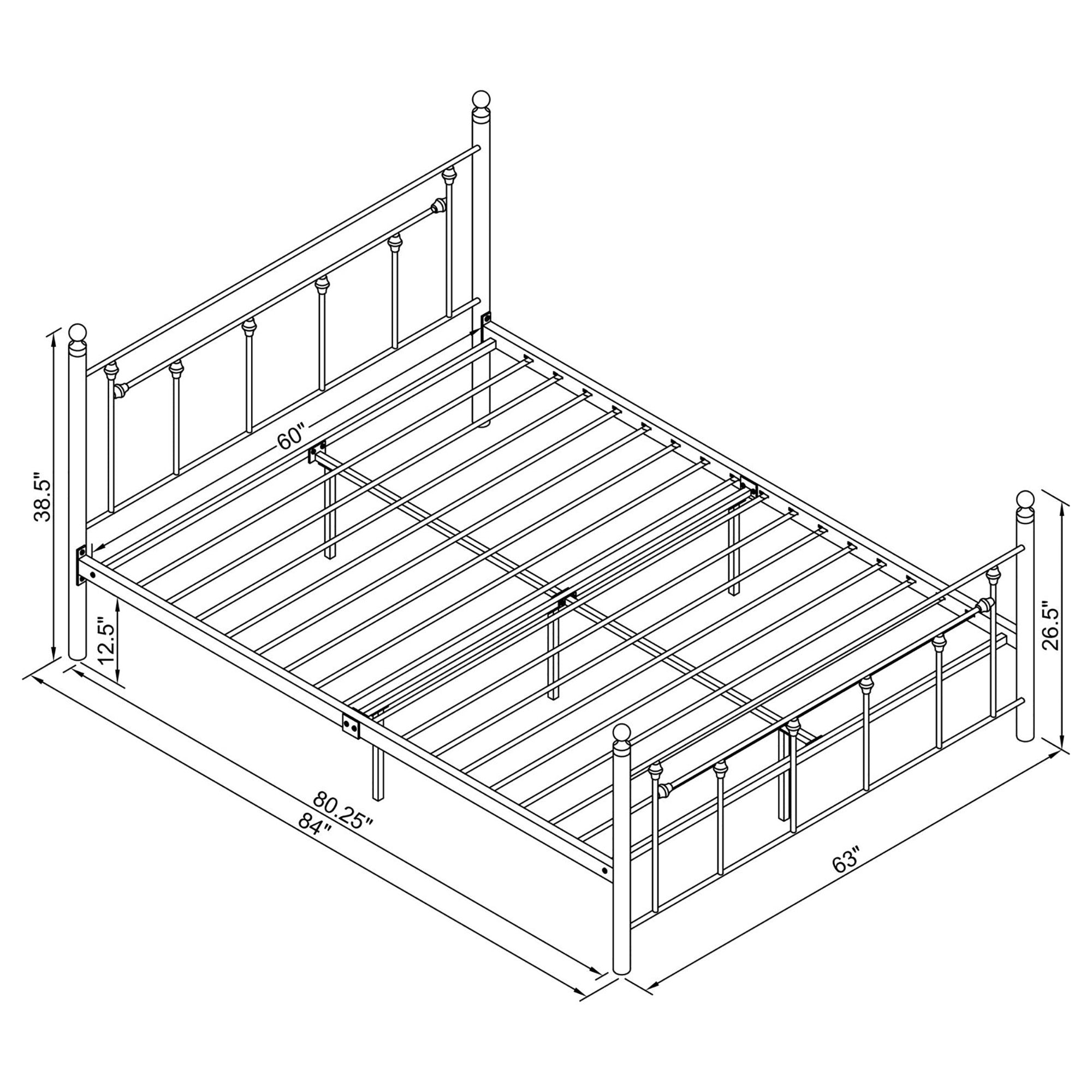 Gunmetal Slatted Queen Platform Bed